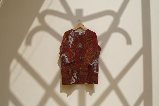 Boho Chic Rust Paisley Print Tunic Top