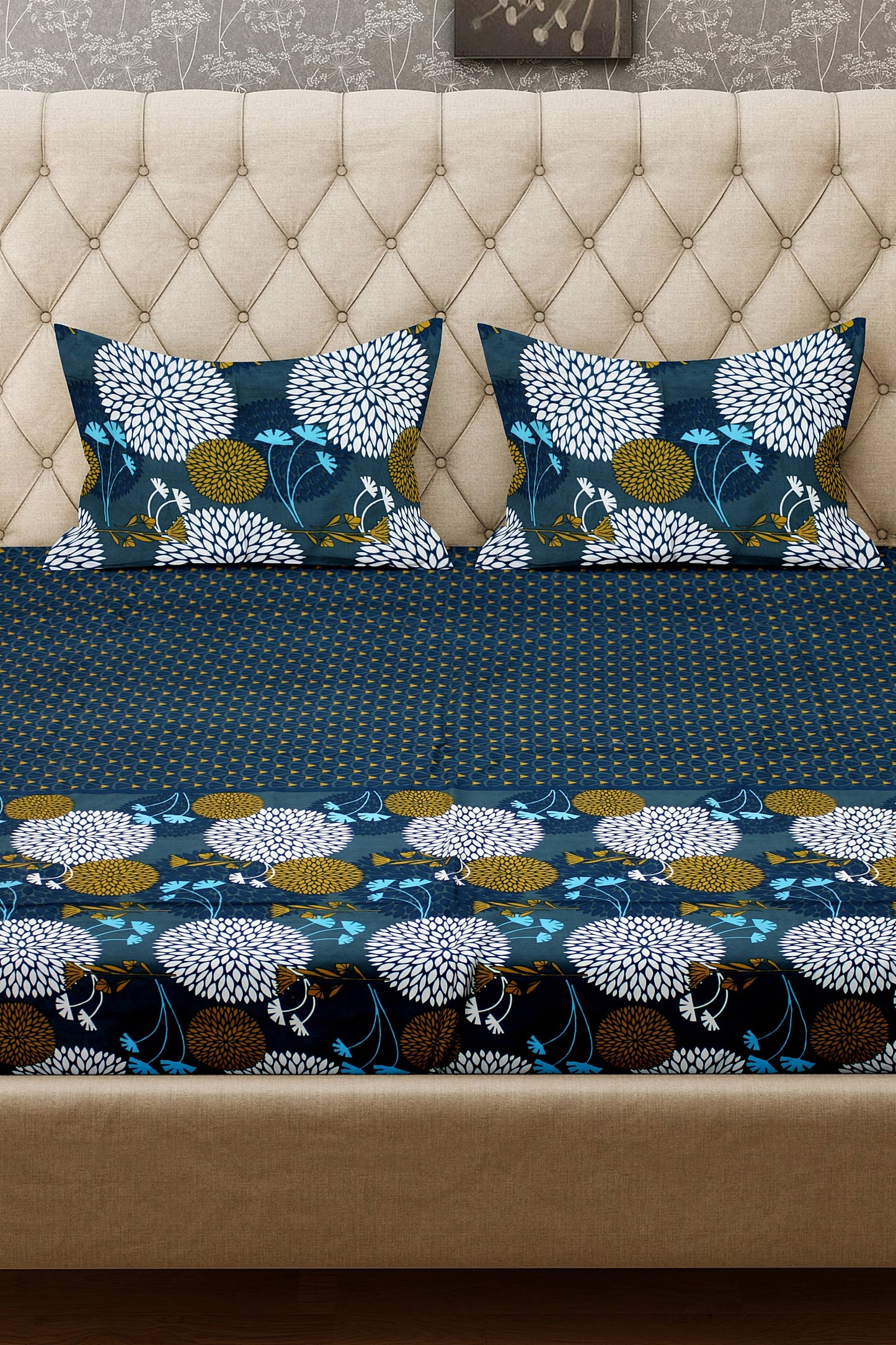King Size Double Bed Flat Bedsheet with Pillow Covers