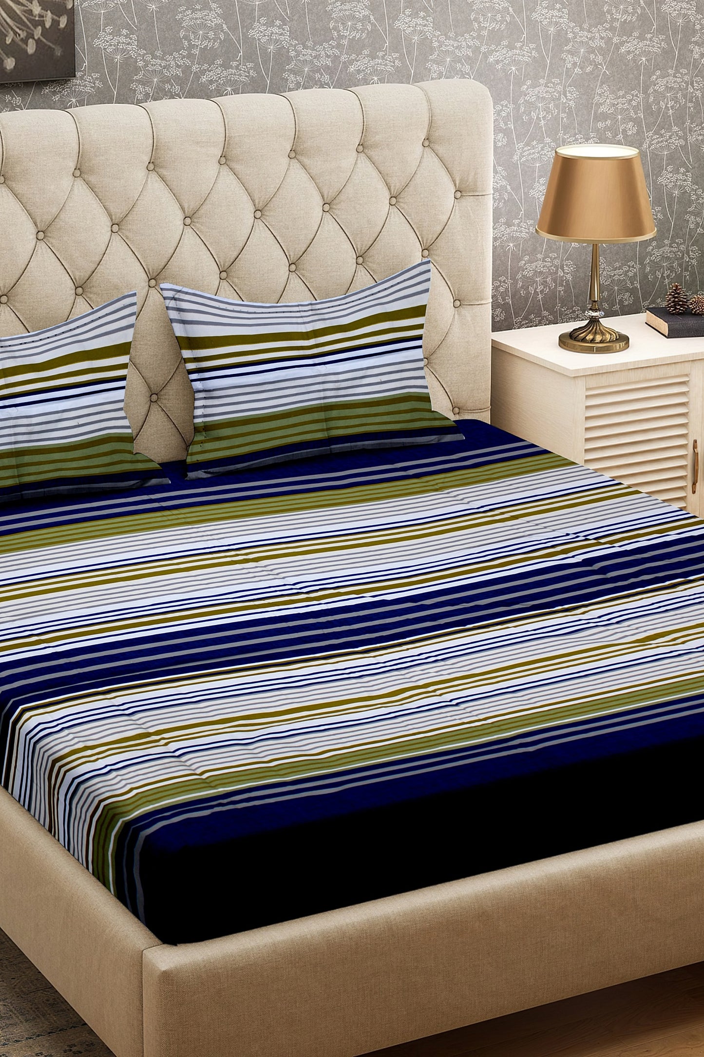 King Size Double Bed Flat Bedsheet with Pillow Covers