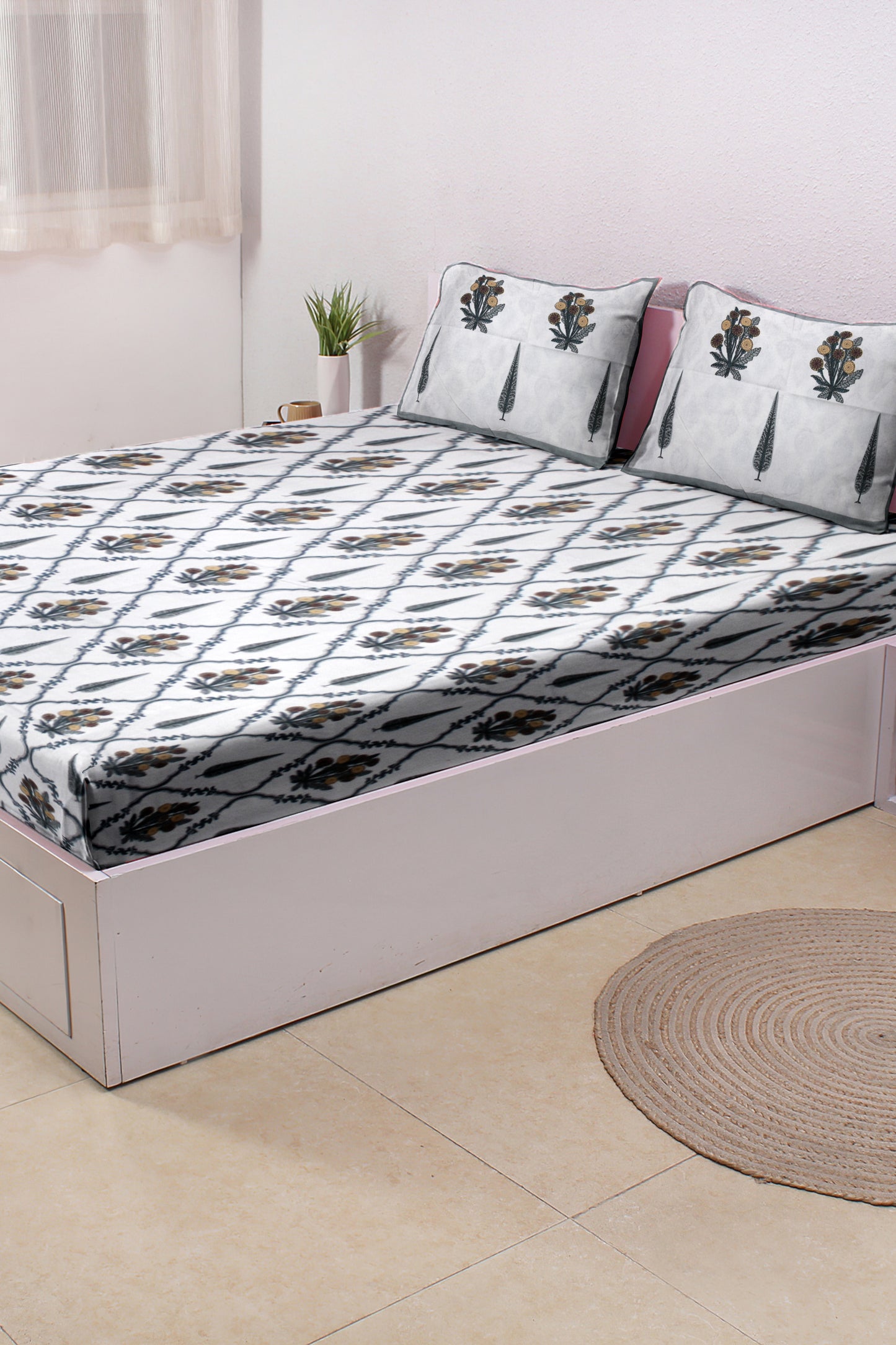 Cotton Double Bed bedsheet | Flat Bedsheet |1 Double Bedsheet 2 Pillow Covers