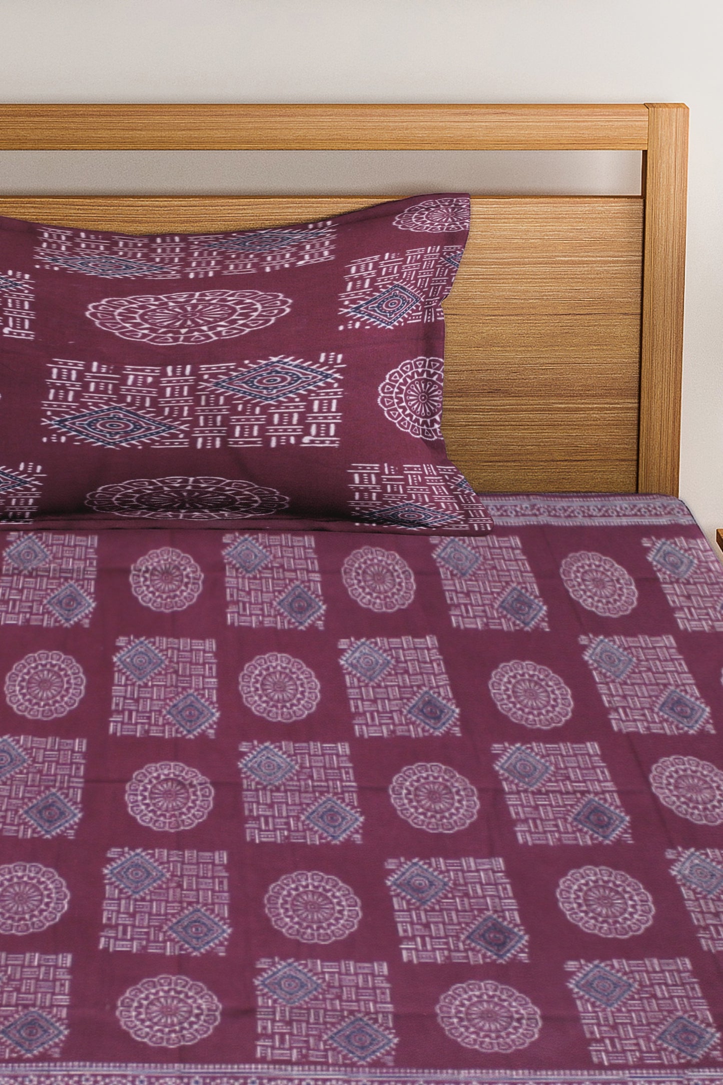 Cotton Single Bedsheet Set | Flat Bedsheet |1 Pillow Cover