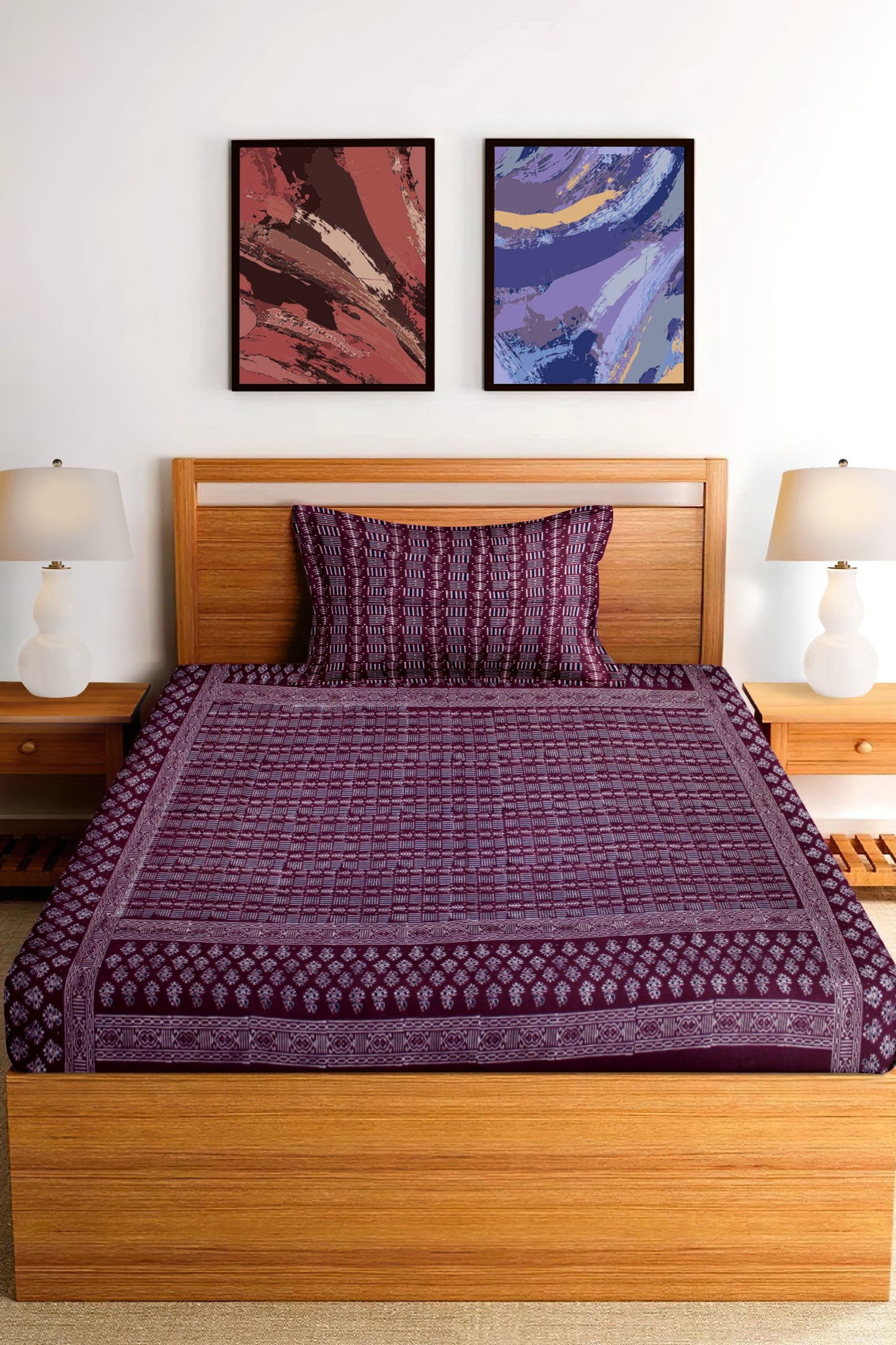 Cotton Single Bedsheet Set | Flat Bedsheet |1 Pillow Cover