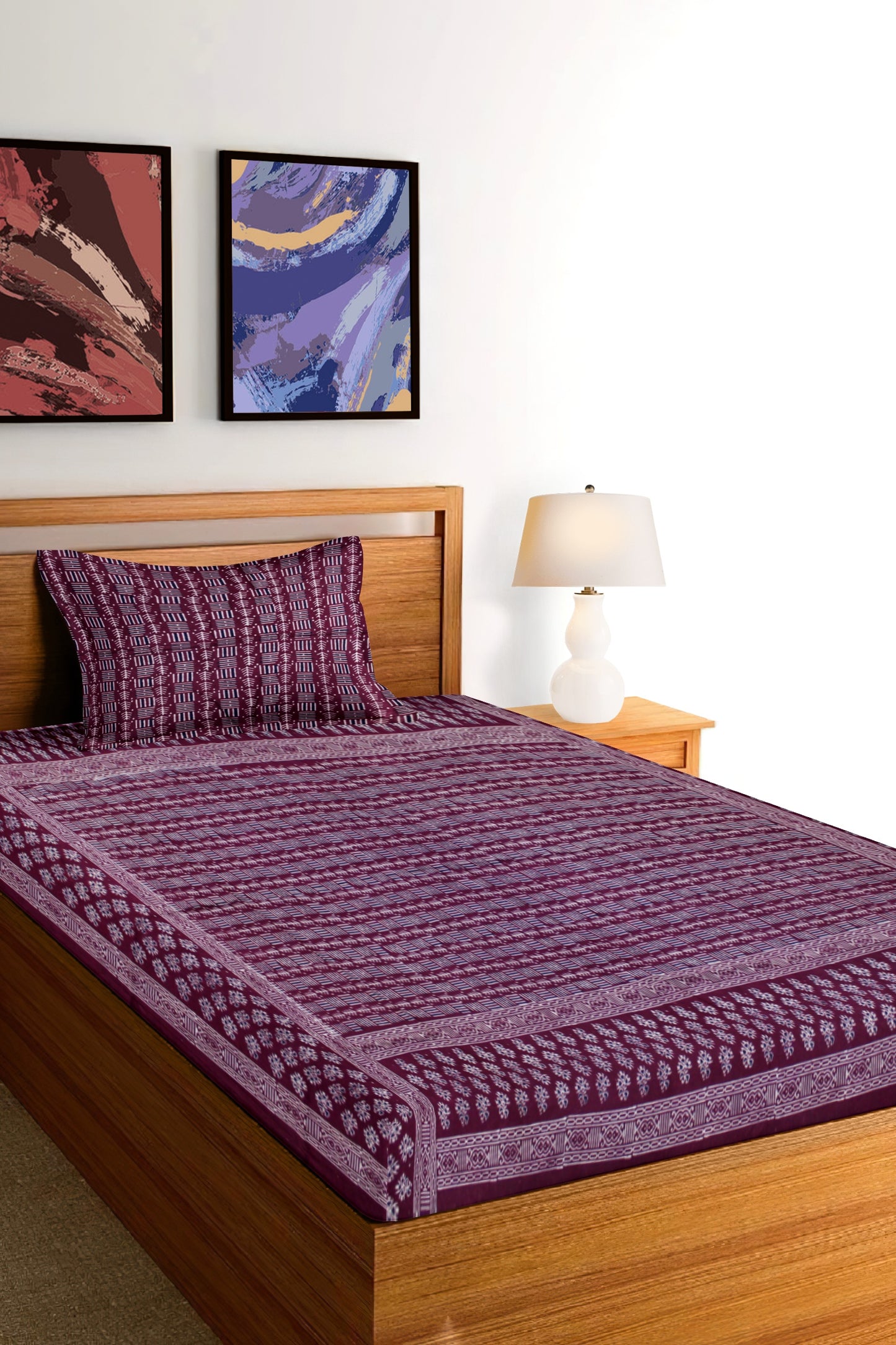 Cotton Single Bedsheet Set | Flat Bedsheet |1 Pillow Cover