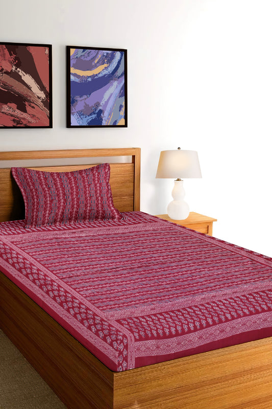 Cotton Single Bedsheet Set | Flat Bedsheet |1 Pillow Cover