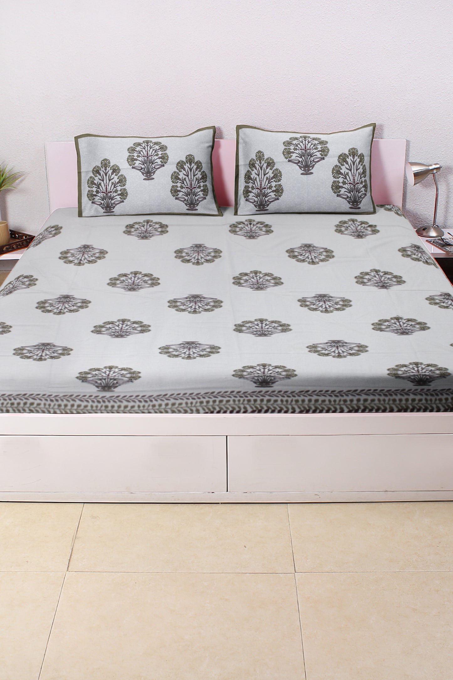 Cotton Double Bed bedsheet | Flat Bedsheet |1 Double Bedsheet 2 Pillow Covers