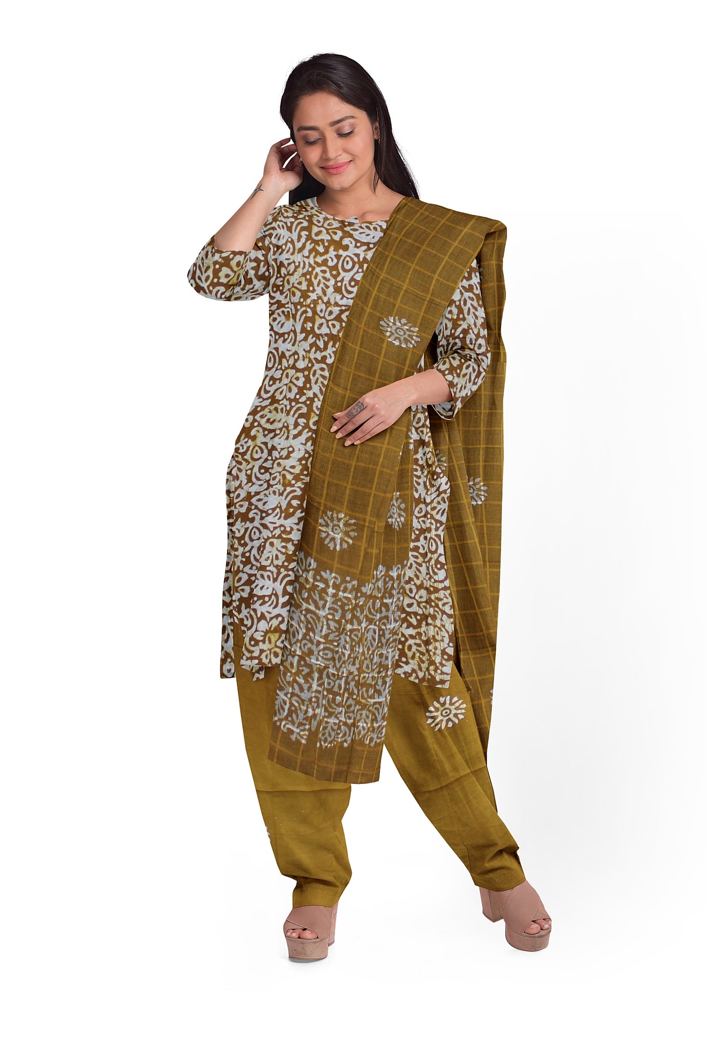 Cotton Batik Dress Material | Cotton Suit Set| 3PC Suitset | Salwar Suit Material | Unstitched