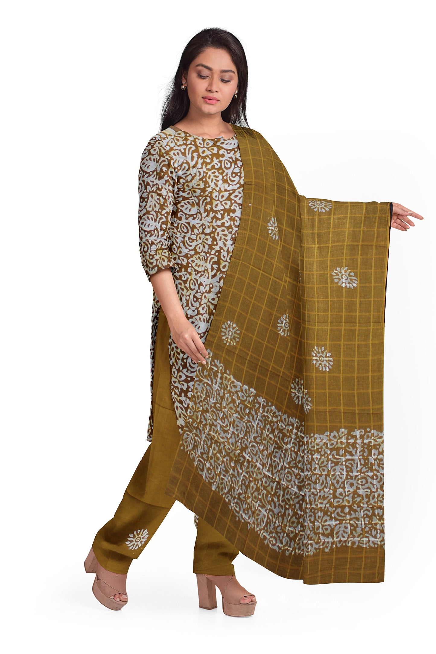Cotton Batik Dress Material | Cotton Suit Set| 3PC Suitset | Salwar Suit Material | Unstitched