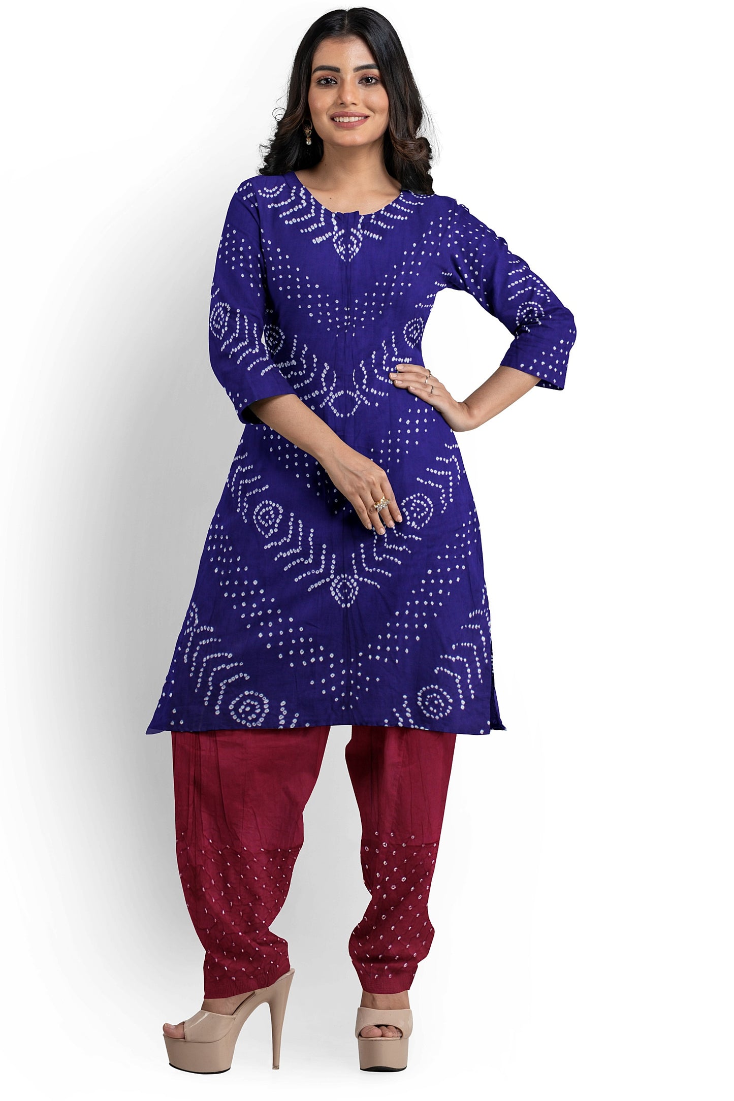 Cotton Bandhani Dress Material | Cotton Suit Set| 3PC Suitset | Salwar Suit Material | Unstitched