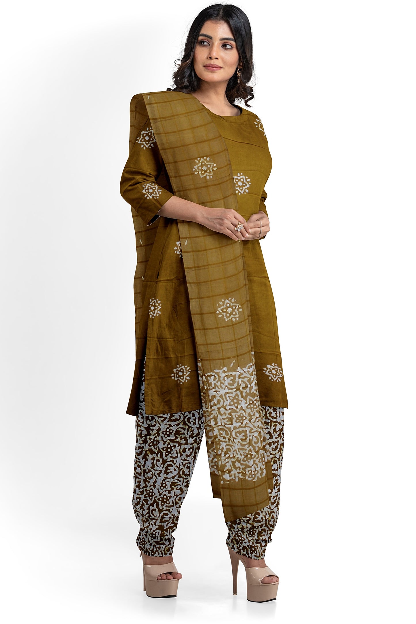 Cotton Bandhani Dress Material | Cotton Suit Set| 3PC Suitset | Salwar Suit Material | Unstitched