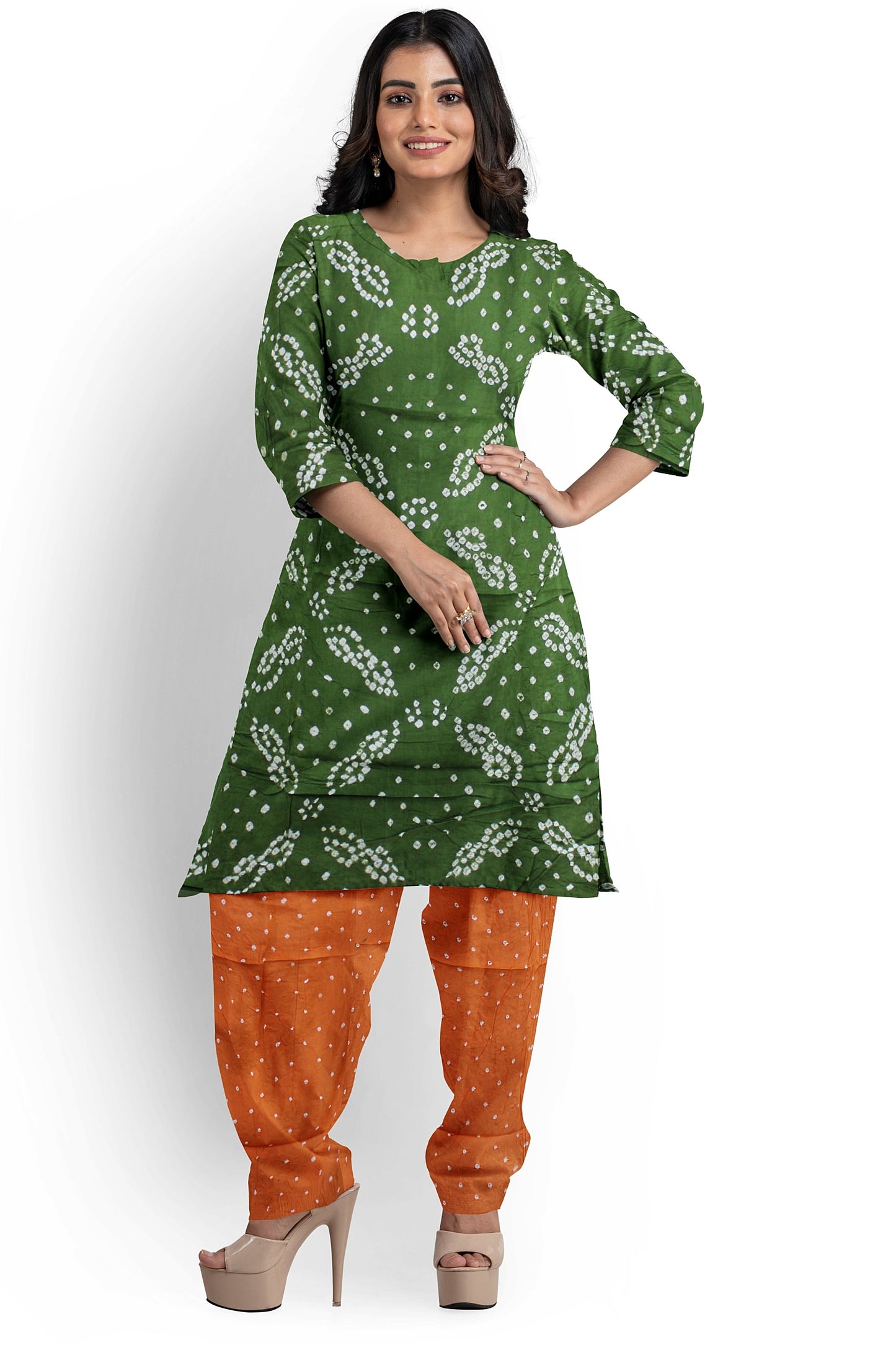 Cotton Bandhani Dress Material | Cotton Suit Set| 3PC Suitset | Salwar Suit Material | Unstitched