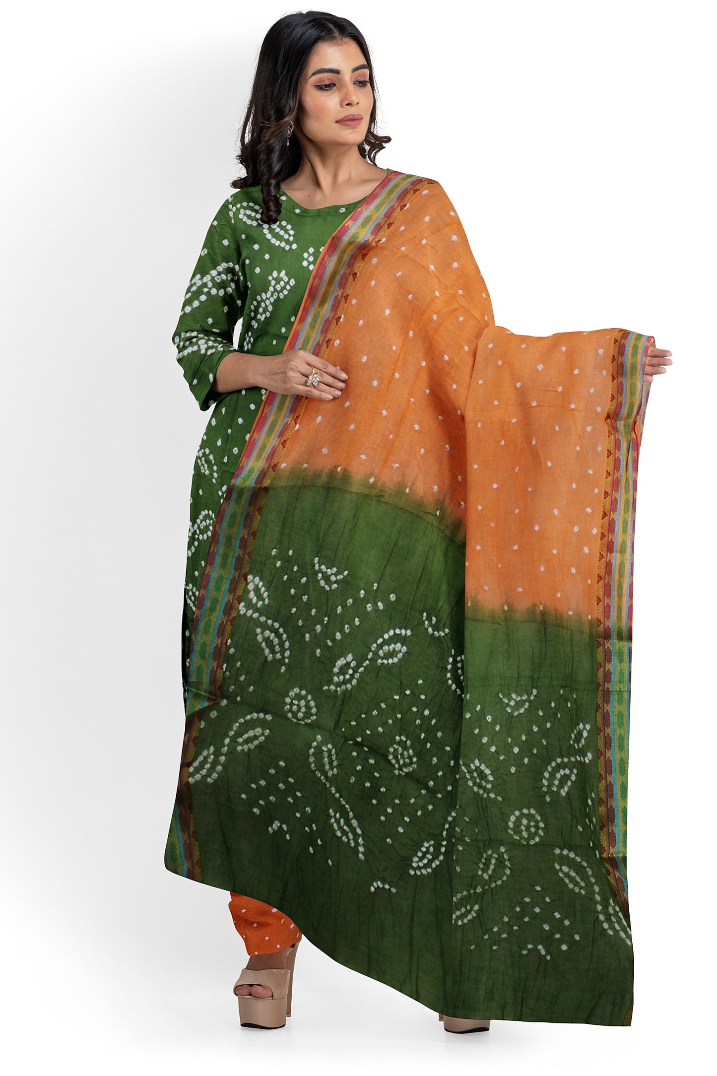 Cotton Bandhani Dress Material | Cotton Suit Set| 3PC Suitset | Salwar Suit Material | Unstitched