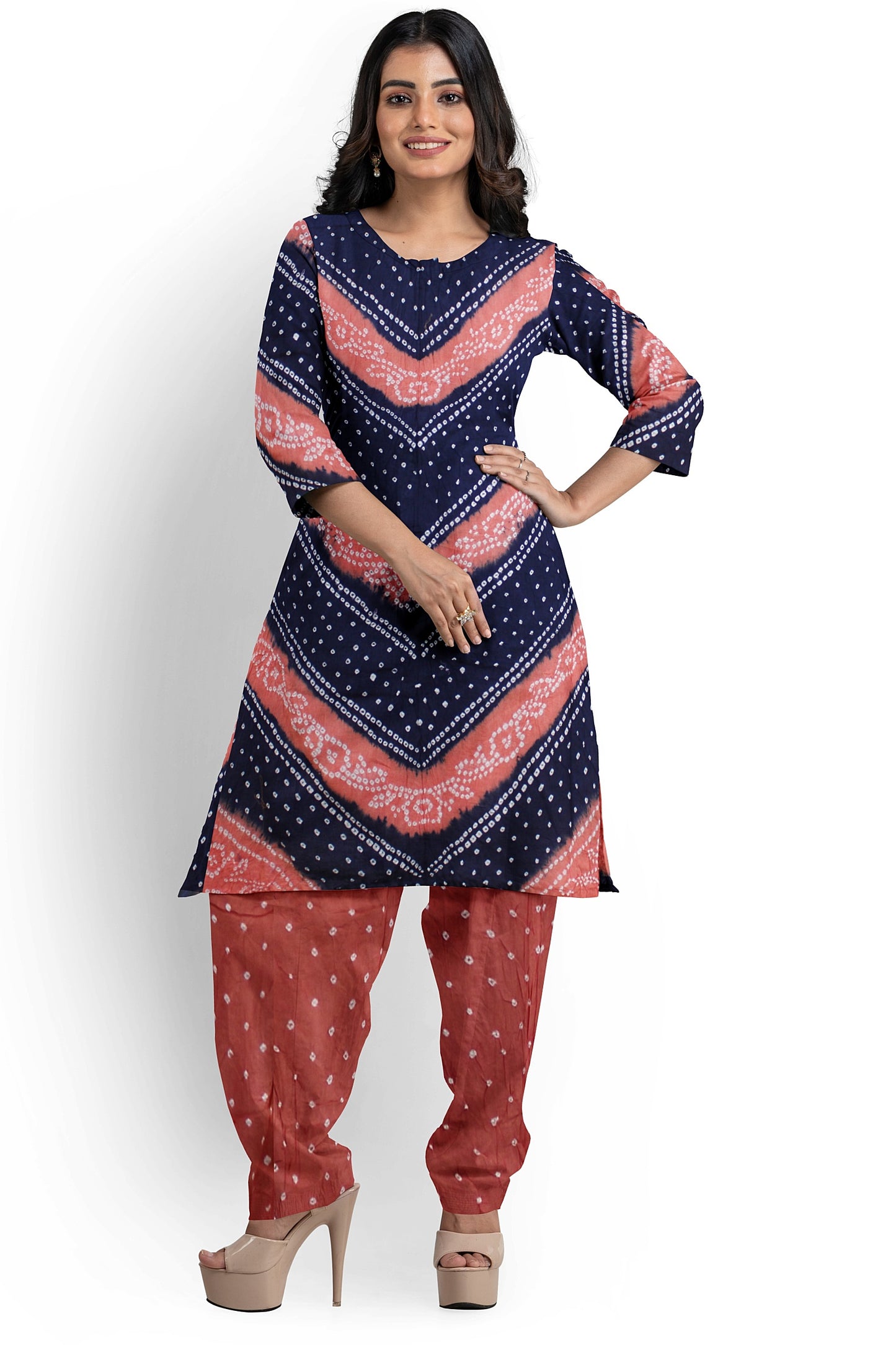 Cotton Bandhani Dress Material | Cotton Suit Set| 3PC Suitset | Salwar Suit Material | Unstitched