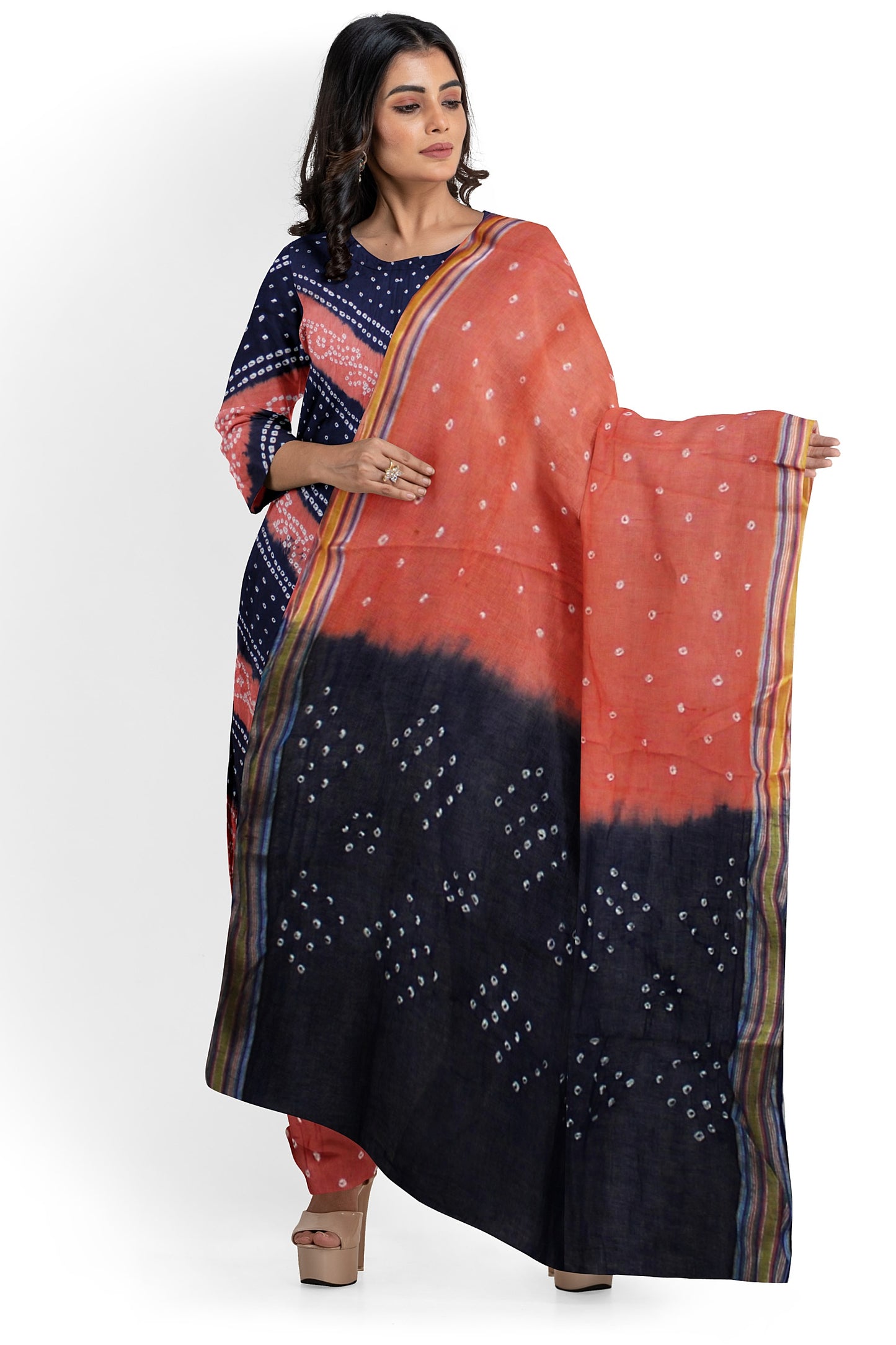 Cotton Bandhani Dress Material | Cotton Suit Set| 3PC Suitset | Salwar Suit Material | Unstitched