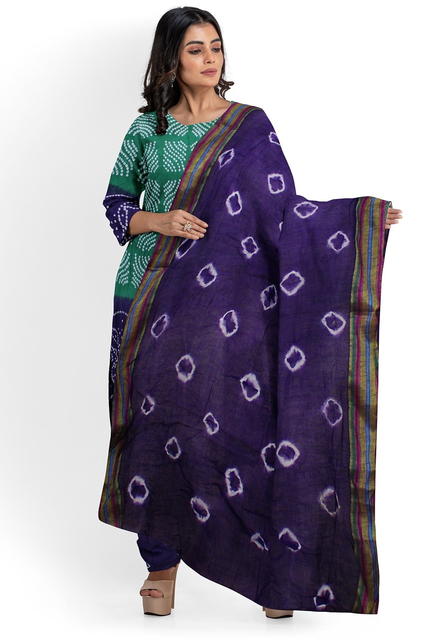 Cotton Bandhani Dress Material | Cotton Suit Set| 3PC Suitset | Salwar Suit Material | Unstitched