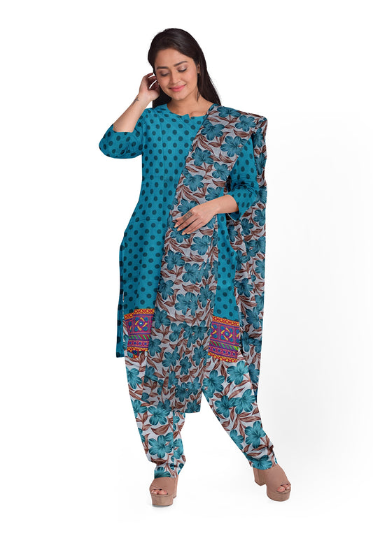 Cotton Block Print Dress Material | Cotton Suit Set| 3PC Suitset | Salwar Suit Material | Unstitched