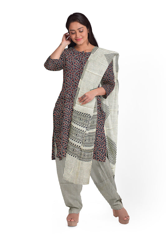 Cotton Block Print Dress Material | Cotton Suit Set| 3PC Suitset | Salwar Suit Material | Unstitched