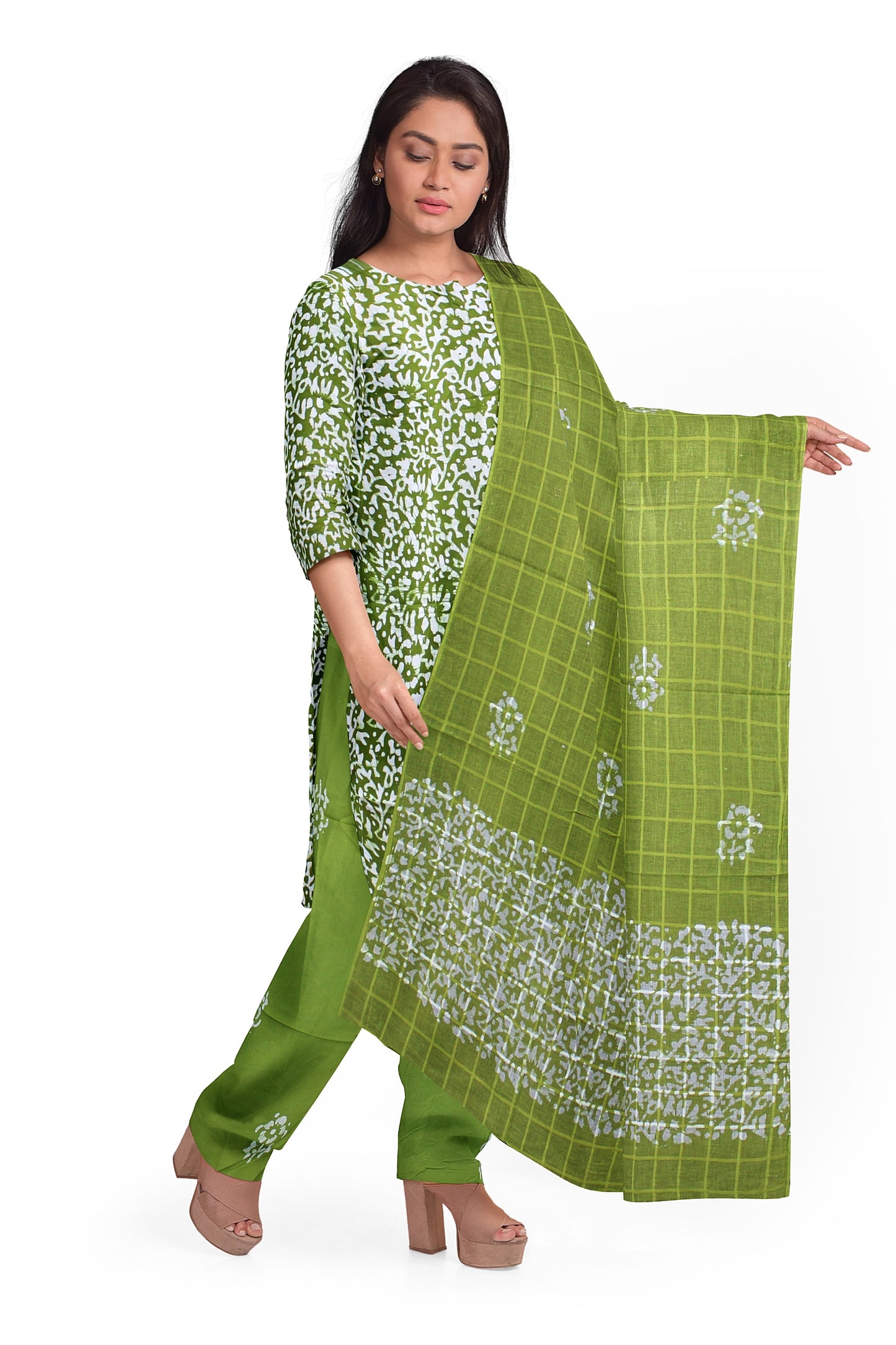 Cotton Batik Dress Material | Cotton Suit Set| 3PC Suitset | Salwar Suit Material | Unstitched
