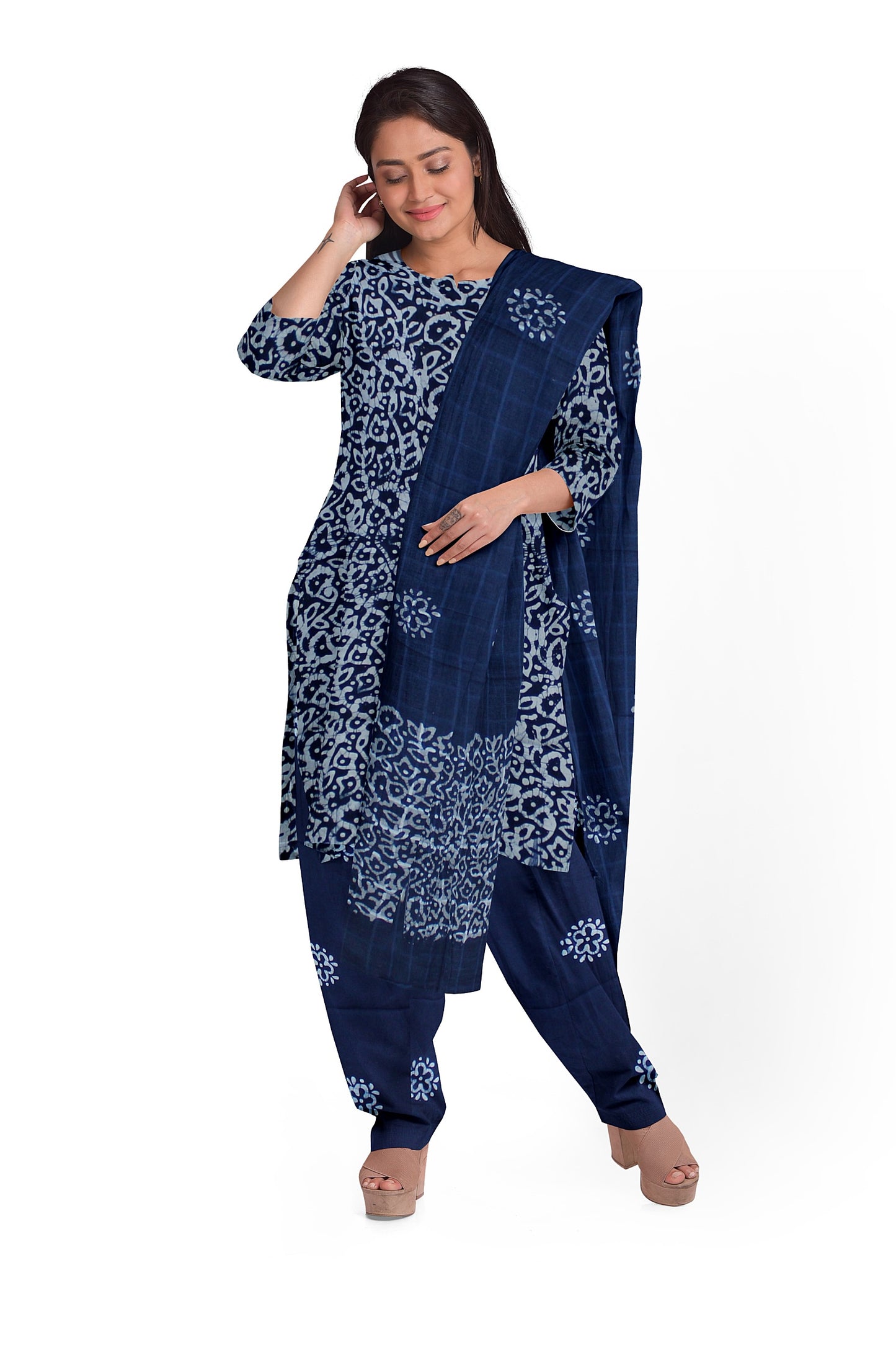 Cotton Batik Dress Material | Cotton Suit Set| 3PC Suitset | Salwar Suit Material | Unstitched