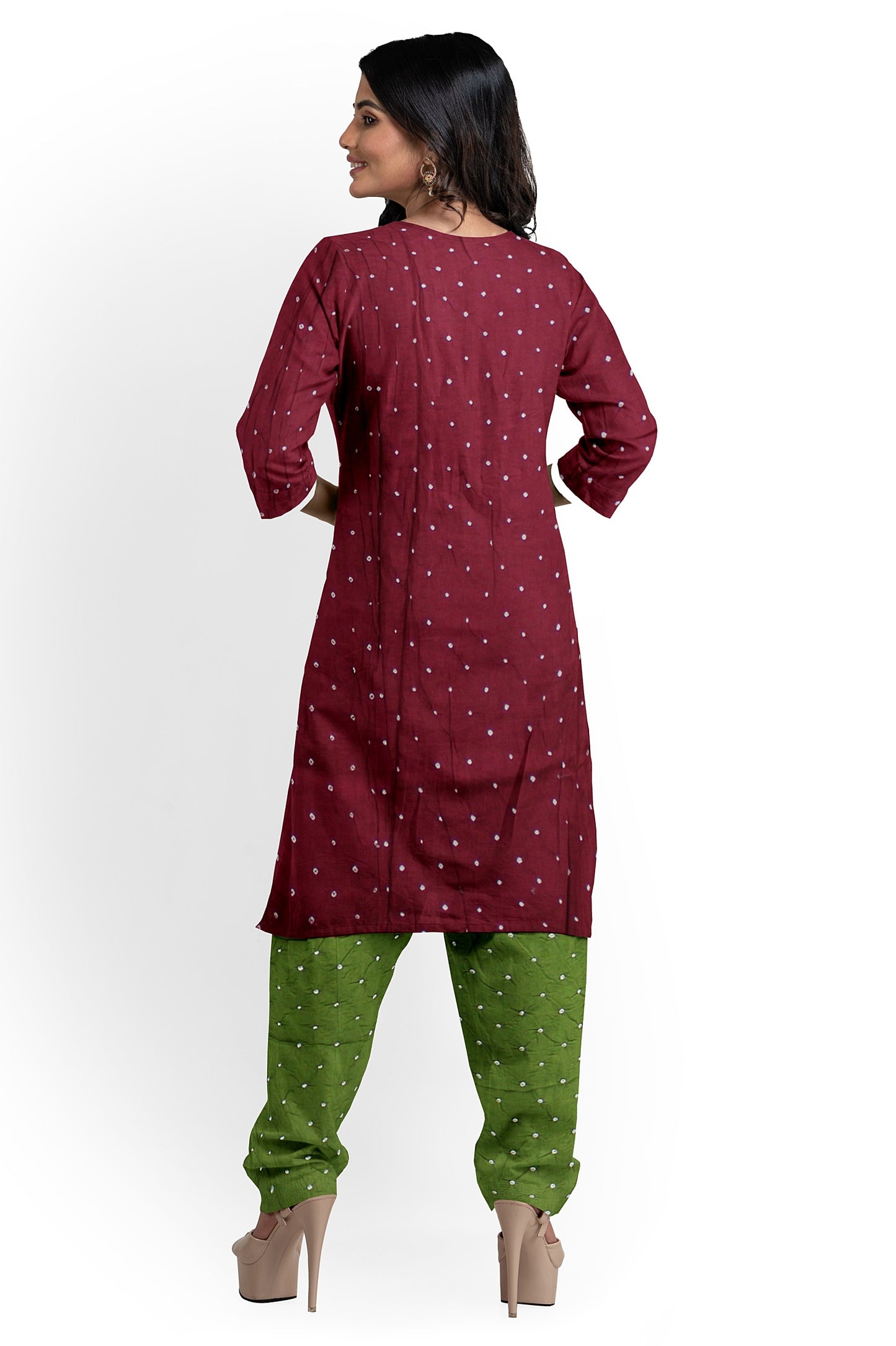 Cotton Bandhani Dress Material | Cotton Suit Set| 3PC Suitset | Salwar Suit Material | Unstitched