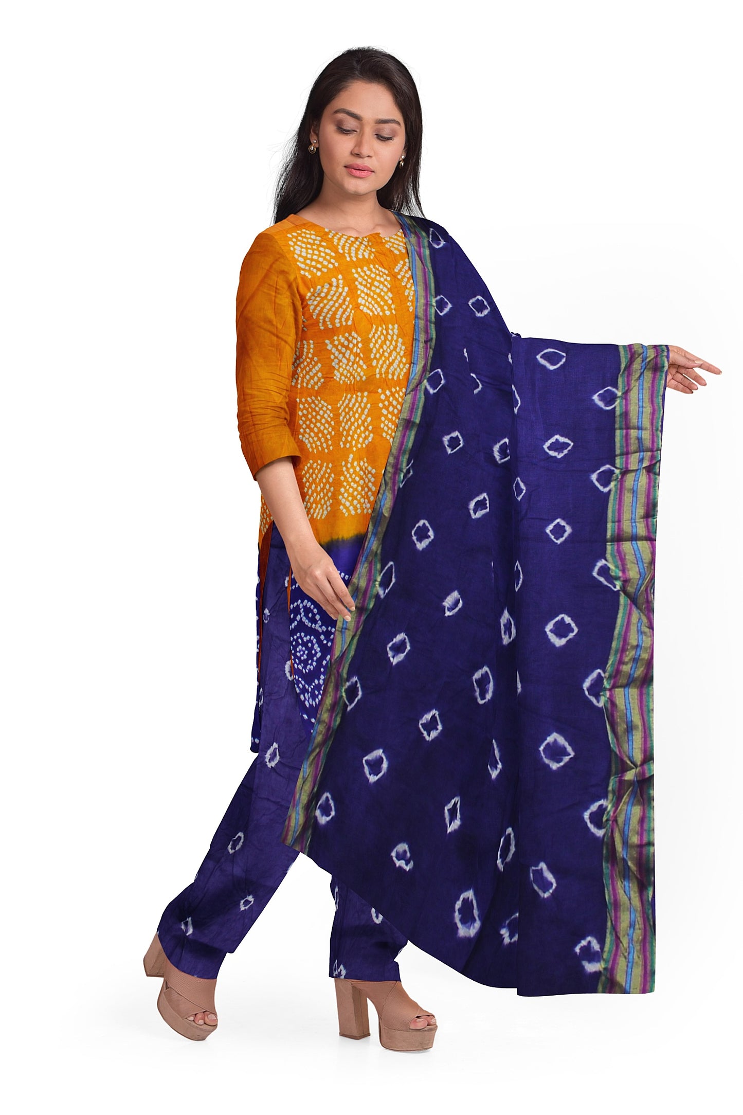 Cotton Bandhani Dress Material | Cotton Suit Set| 3PC Suitset | Salwar Suit Material | Unstitched
