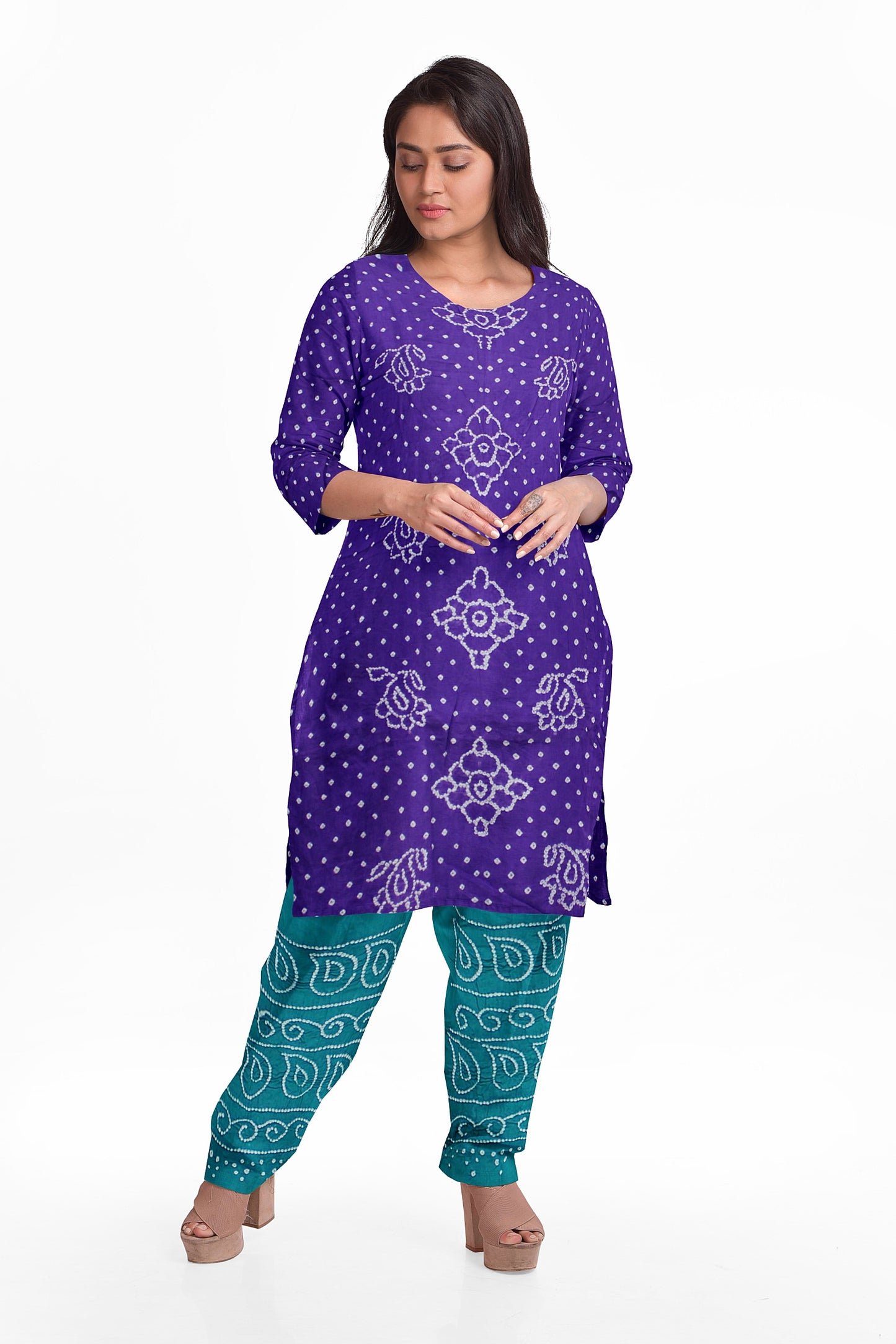 Cotton Bandhani Dress Material | Cotton Suit Set| 3PC Suitset | Salwar Suit Material | Unstitched