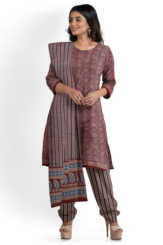 Hand Block Print Pure Cotton Dress Material | Cotton Suit Set| 3PC Suitset | Salwar Suit Material
