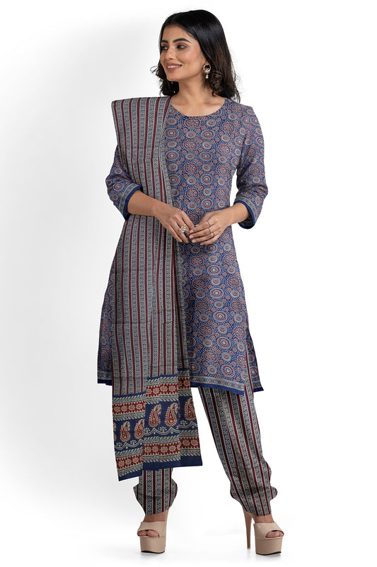 Hand Block Print Pure Cotton Dress Material | Cotton Suit Set| 3PC Suitset | Salwar Suit Material