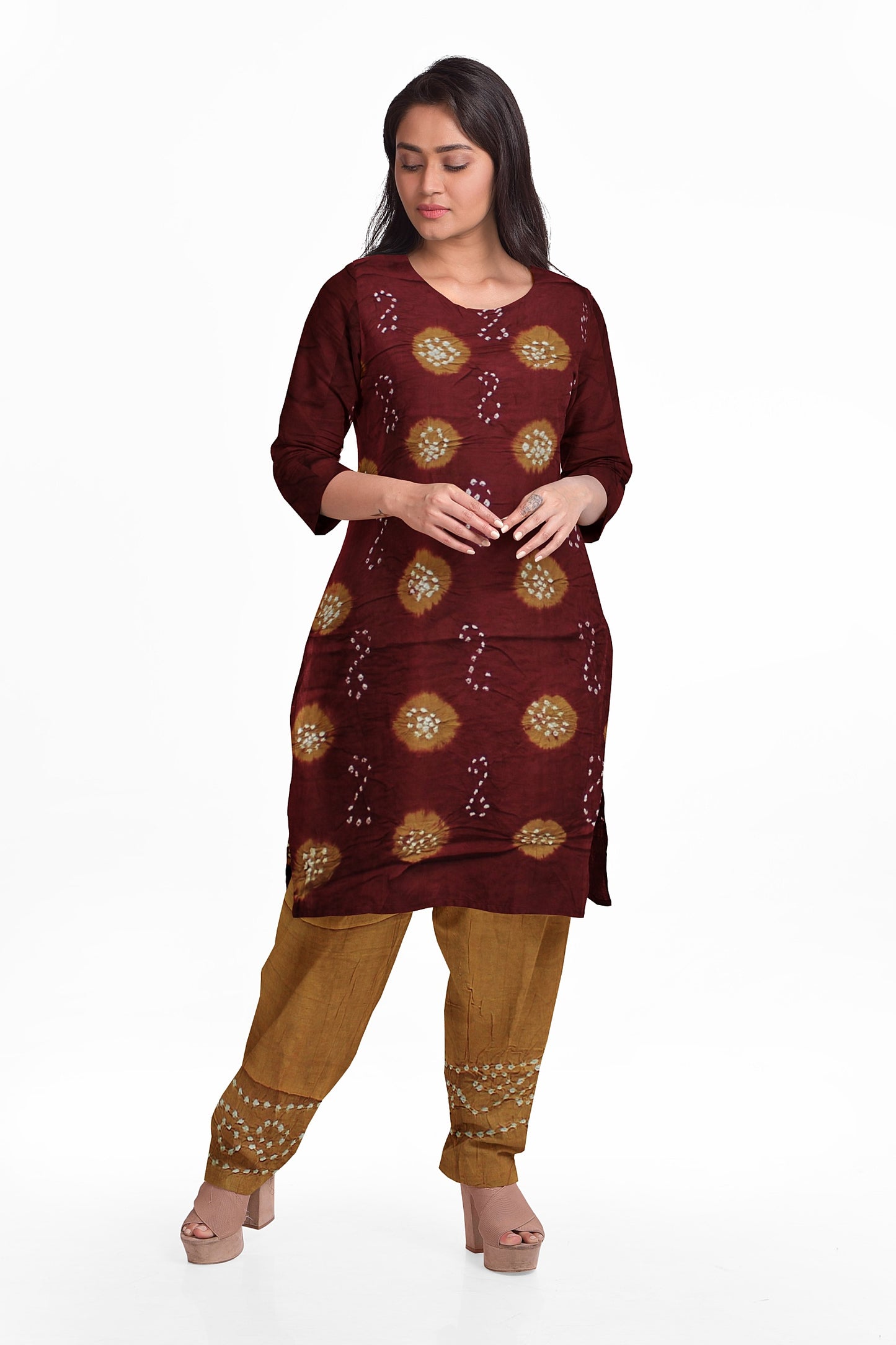 Cotton Bandhani Dress Material | Cotton Suit Set| 3PC Suitset | Salwar Suit Material | Unstitched