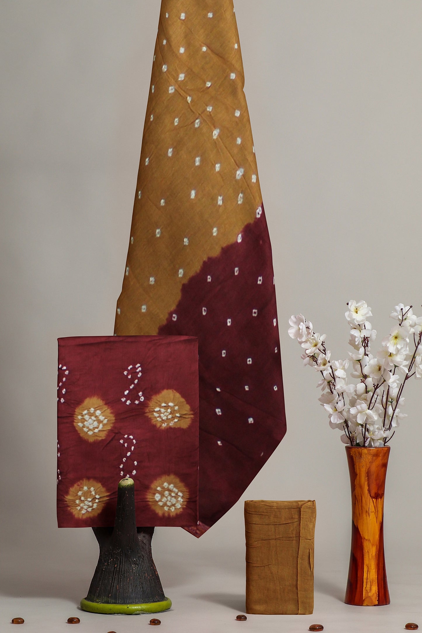 Cotton Bandhani Dress Material | Cotton Suit Set| 3PC Suitset | Salwar Suit Material | Unstitched