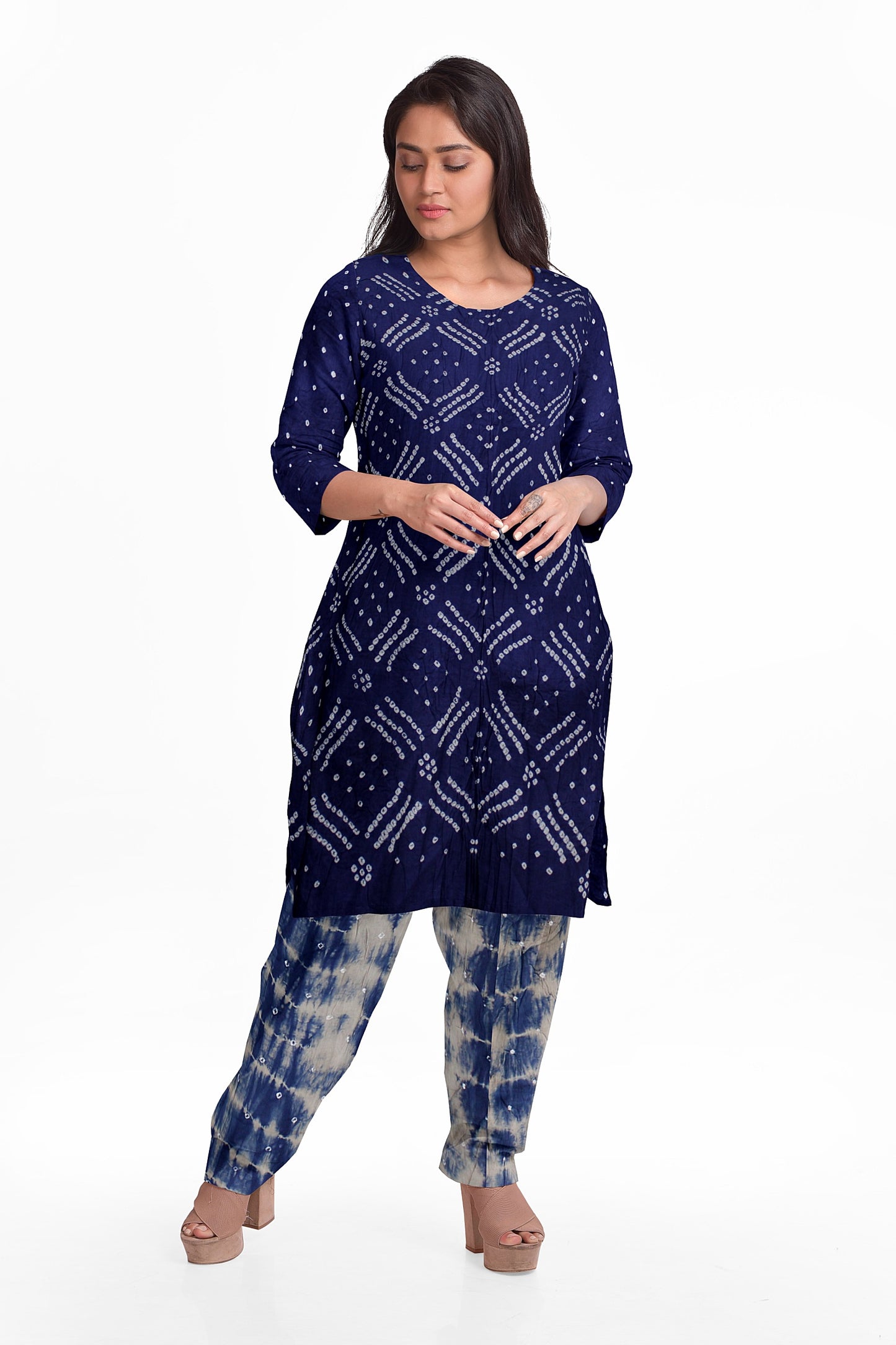 Cotton Bandhani Dress Material | Cotton Suit Set| 3PC Suitset | Salwar Suit Material | Unstitched