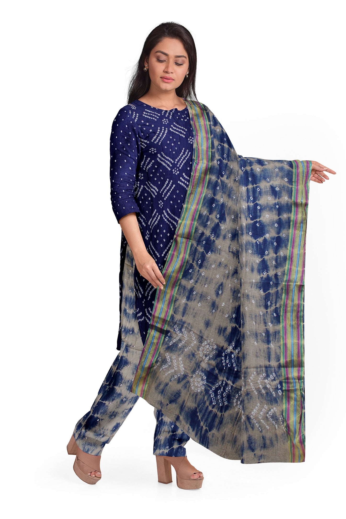 Cotton Bandhani Dress Material | Cotton Suit Set| 3PC Suitset | Salwar Suit Material | Unstitched