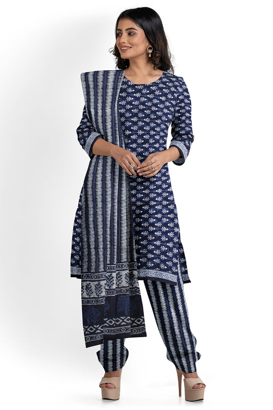 Hand Block Print Pure Cotton Dress Material | Cotton Suit Set| 3PC Suitset | Salwar Suit Material