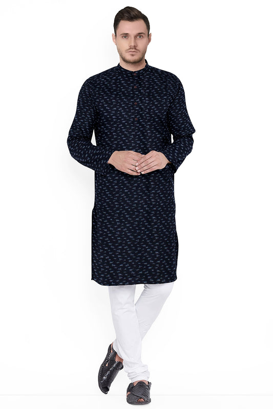 Men's Printed Cotton Long Kurta