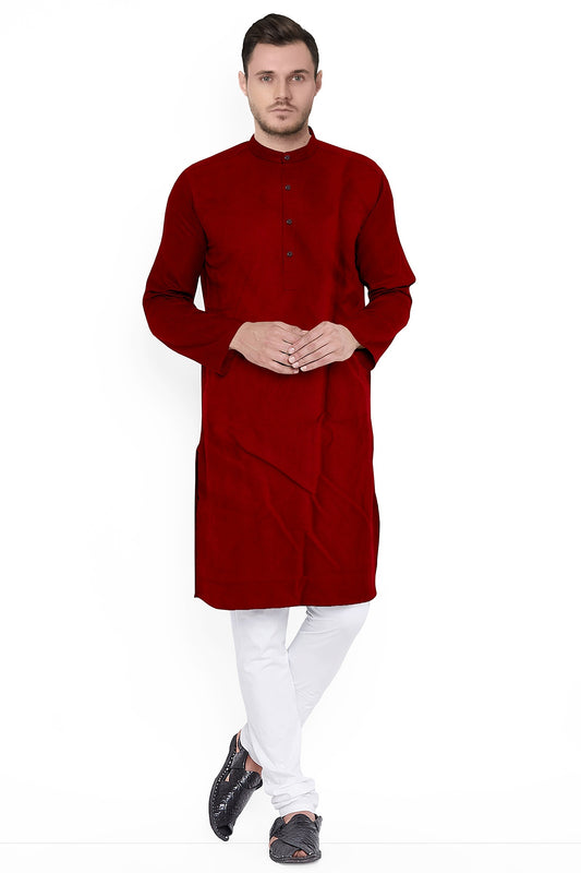 Men's Plain Cotton Long Kurta