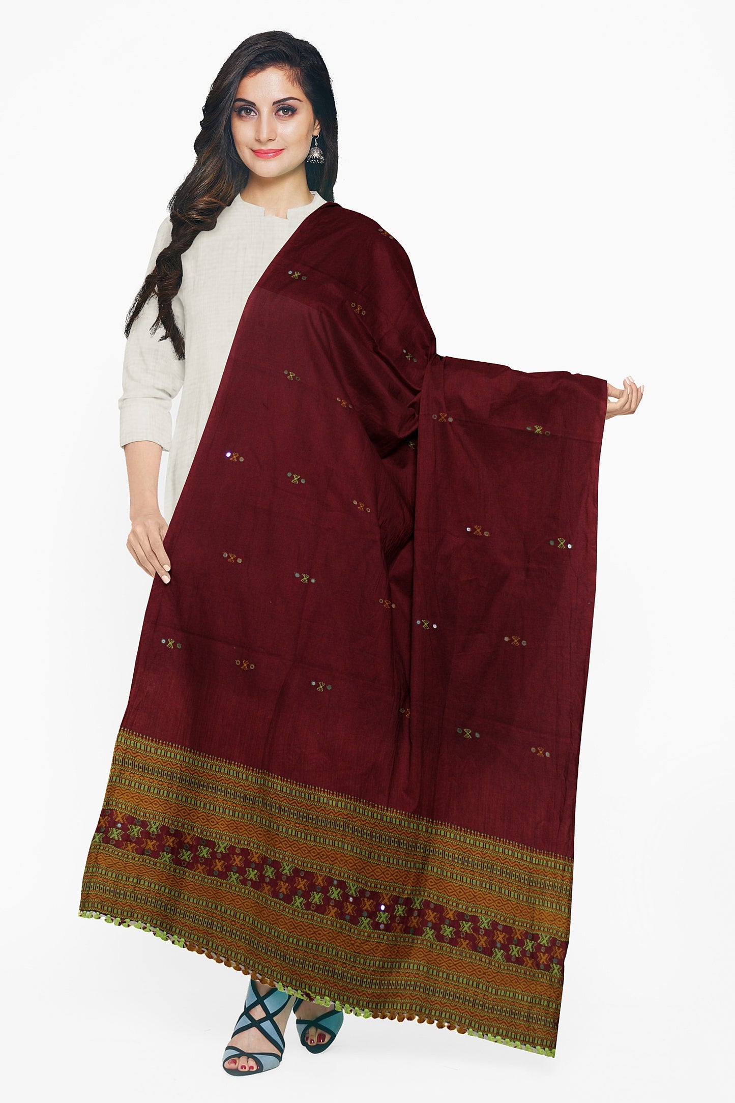 Women's Pure Wool Shawl - Traditional, Soft & Warm Winter Wrap