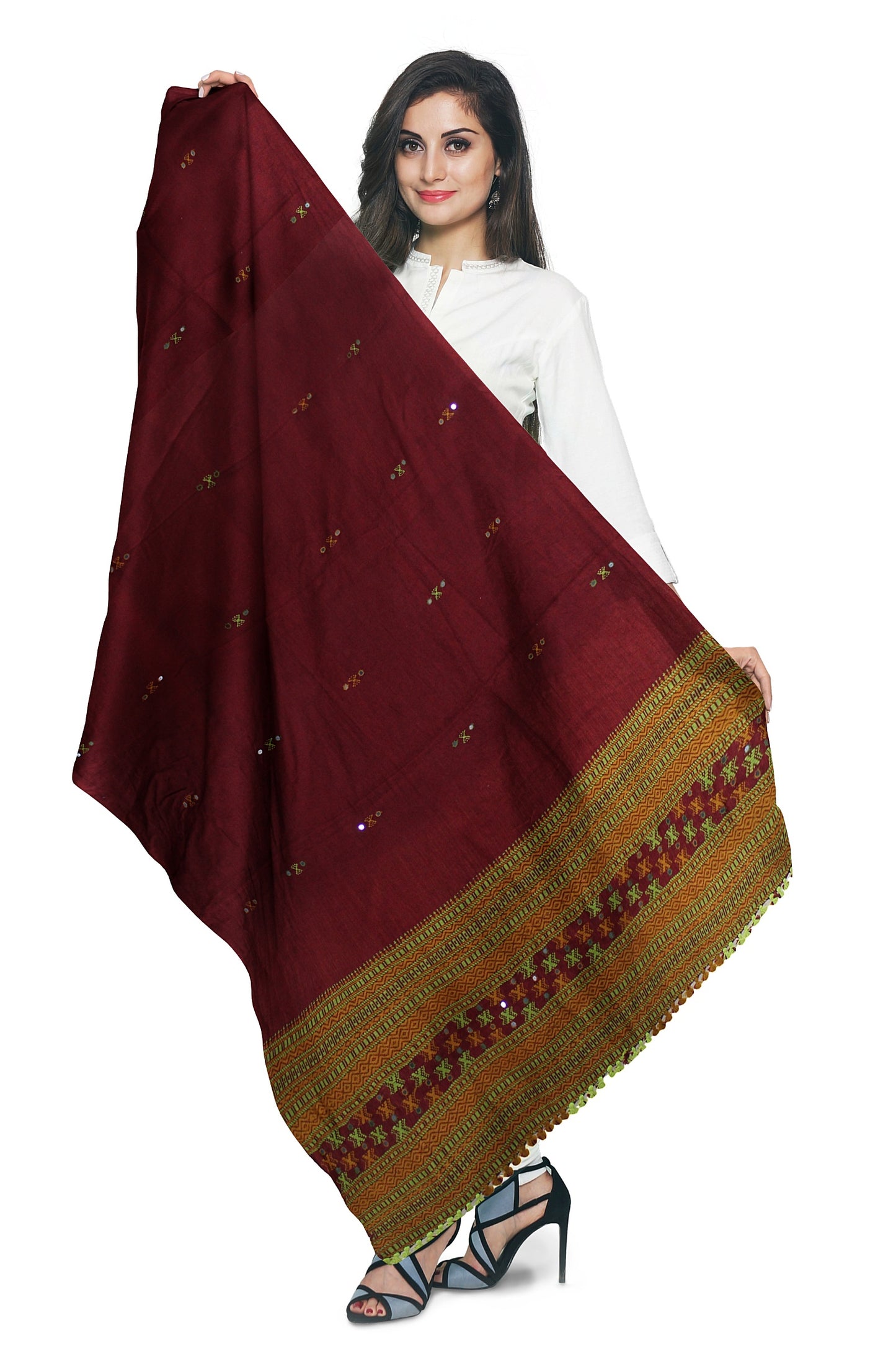 Women's Pure Wool Shawl - Traditional, Soft & Warm Winter Wrap