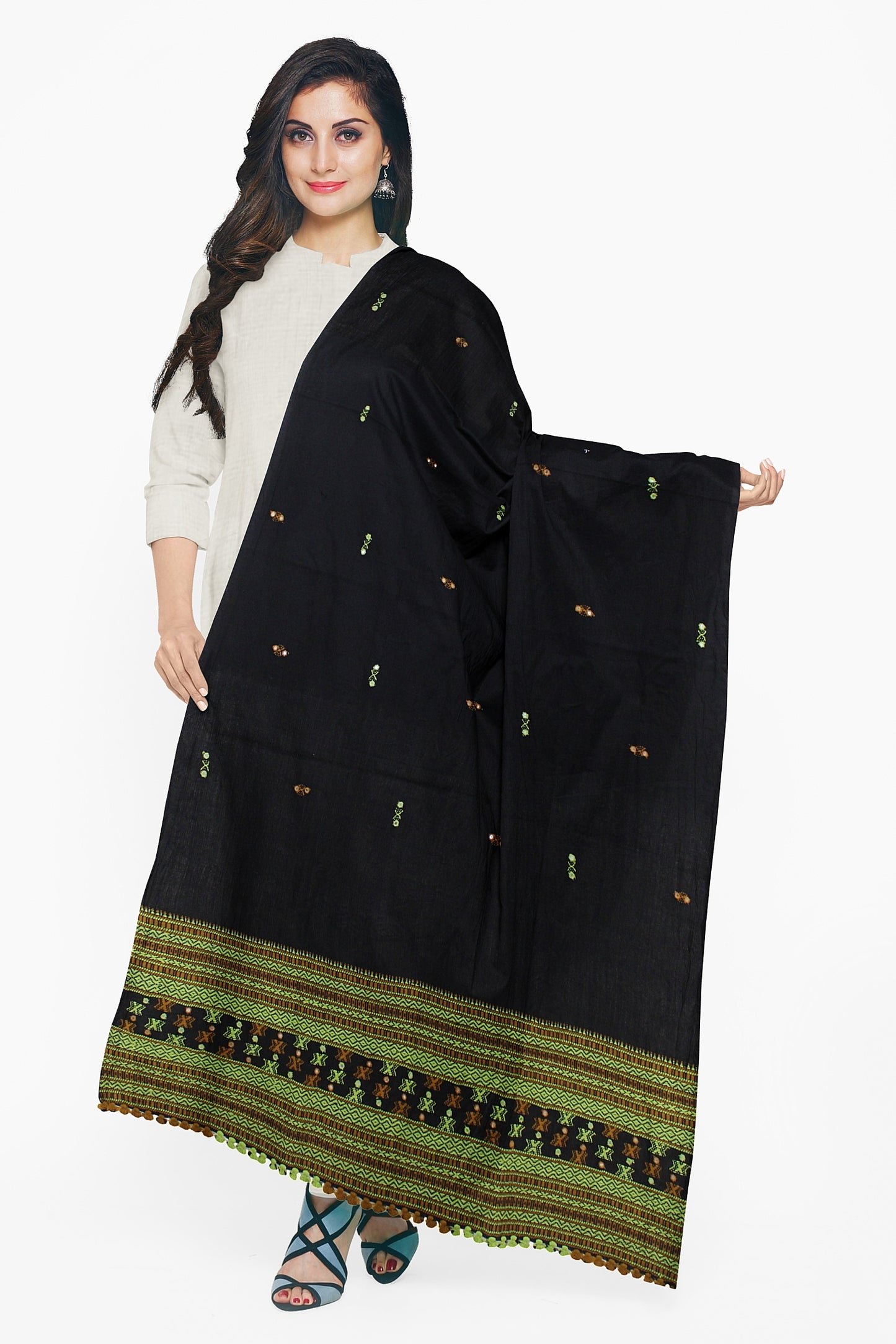 Women's Pure Wool Shawl - Traditional, Soft & Warm Winter Wrap