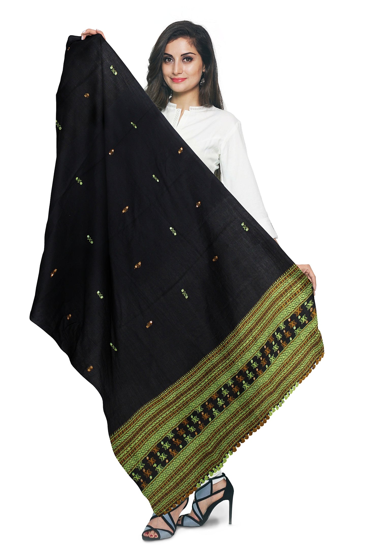 Women's Pure Wool Shawl - Traditional, Soft & Warm Winter Wrap