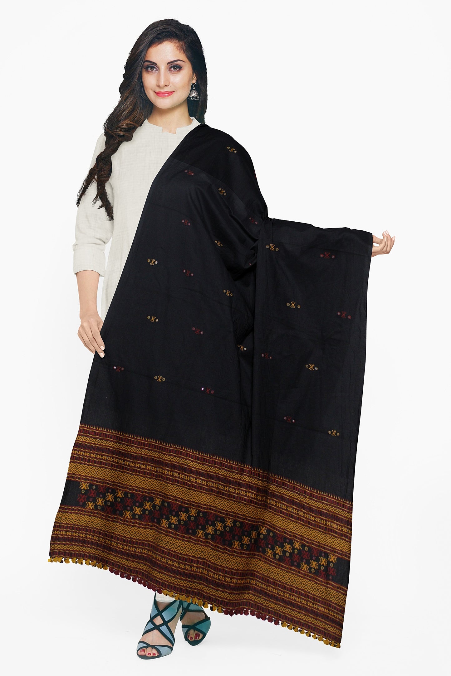 Women's Pure Wool Shawl - Traditional, Soft & Warm Winter Wrap