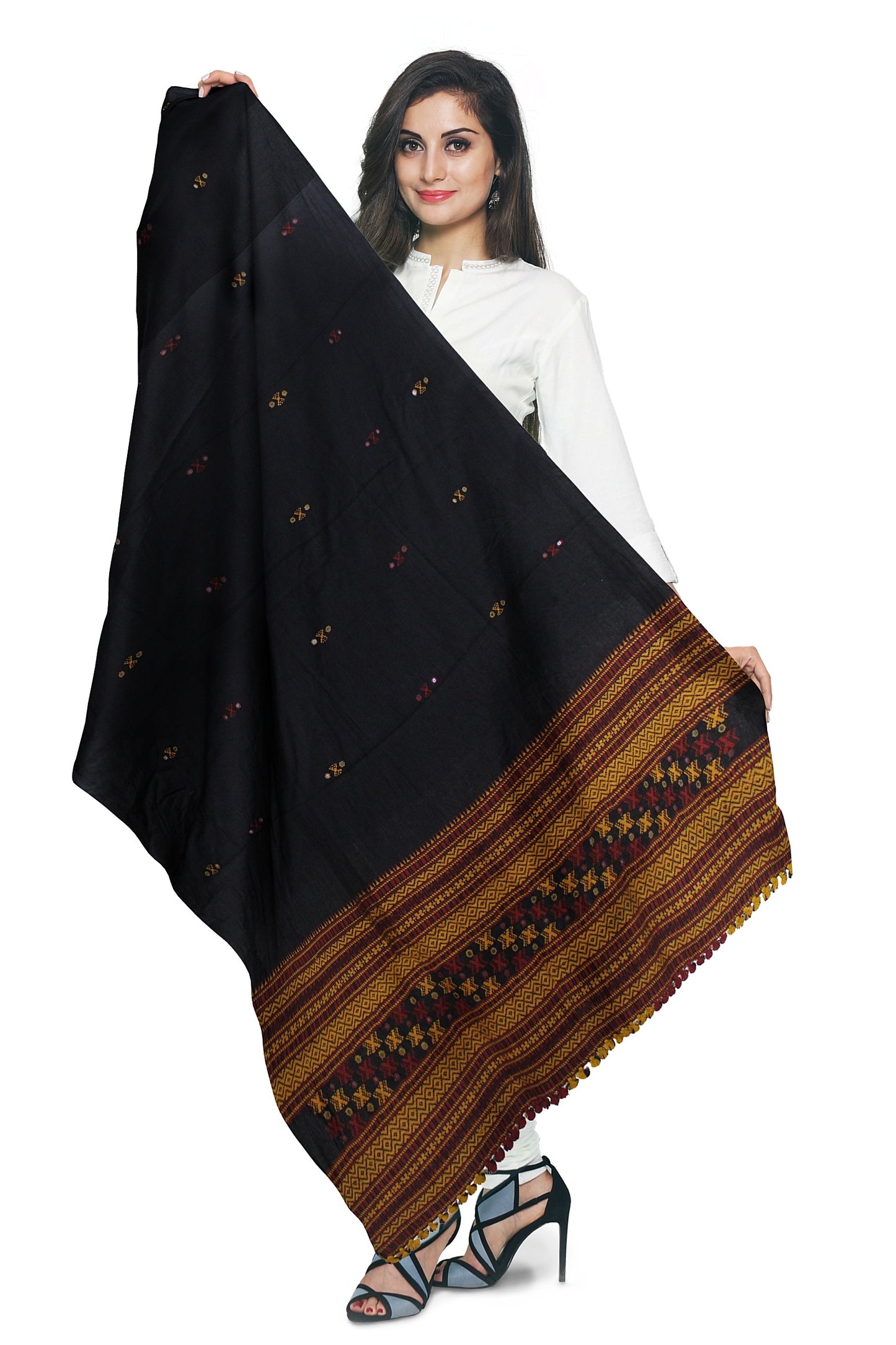 Women's Pure Wool Shawl - Traditional, Soft & Warm Winter Wrap