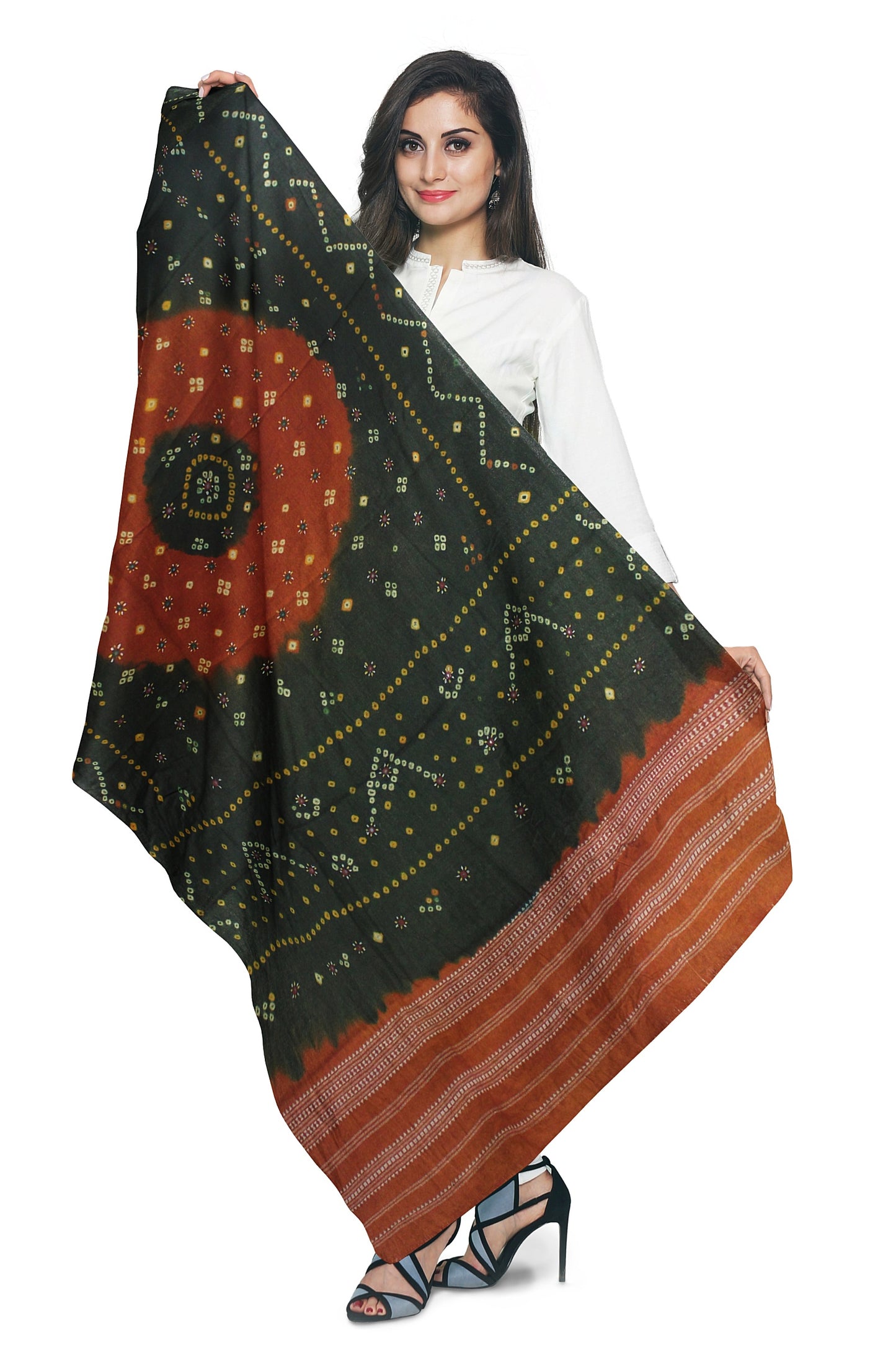 Women's Bandhani Wool Shawl - Traditional, Soft & Warm Winter Wrap