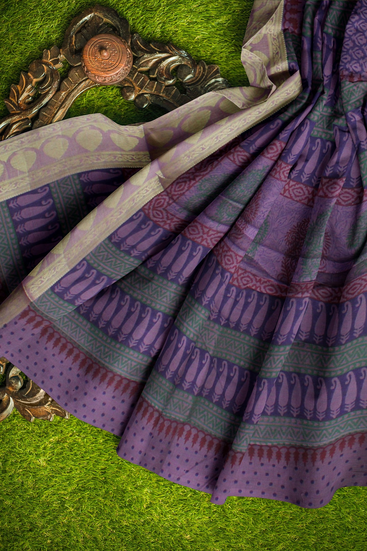 Elegant Women's Printed Cotton Saree with Unstitched Blouse