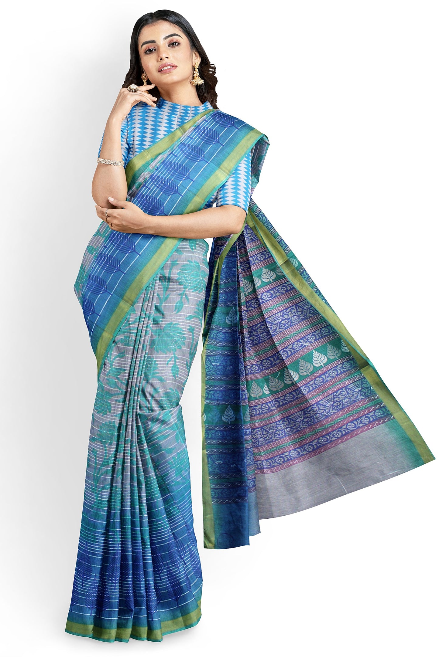 Elegant Women's Printed Saree with Unstitched Blouse