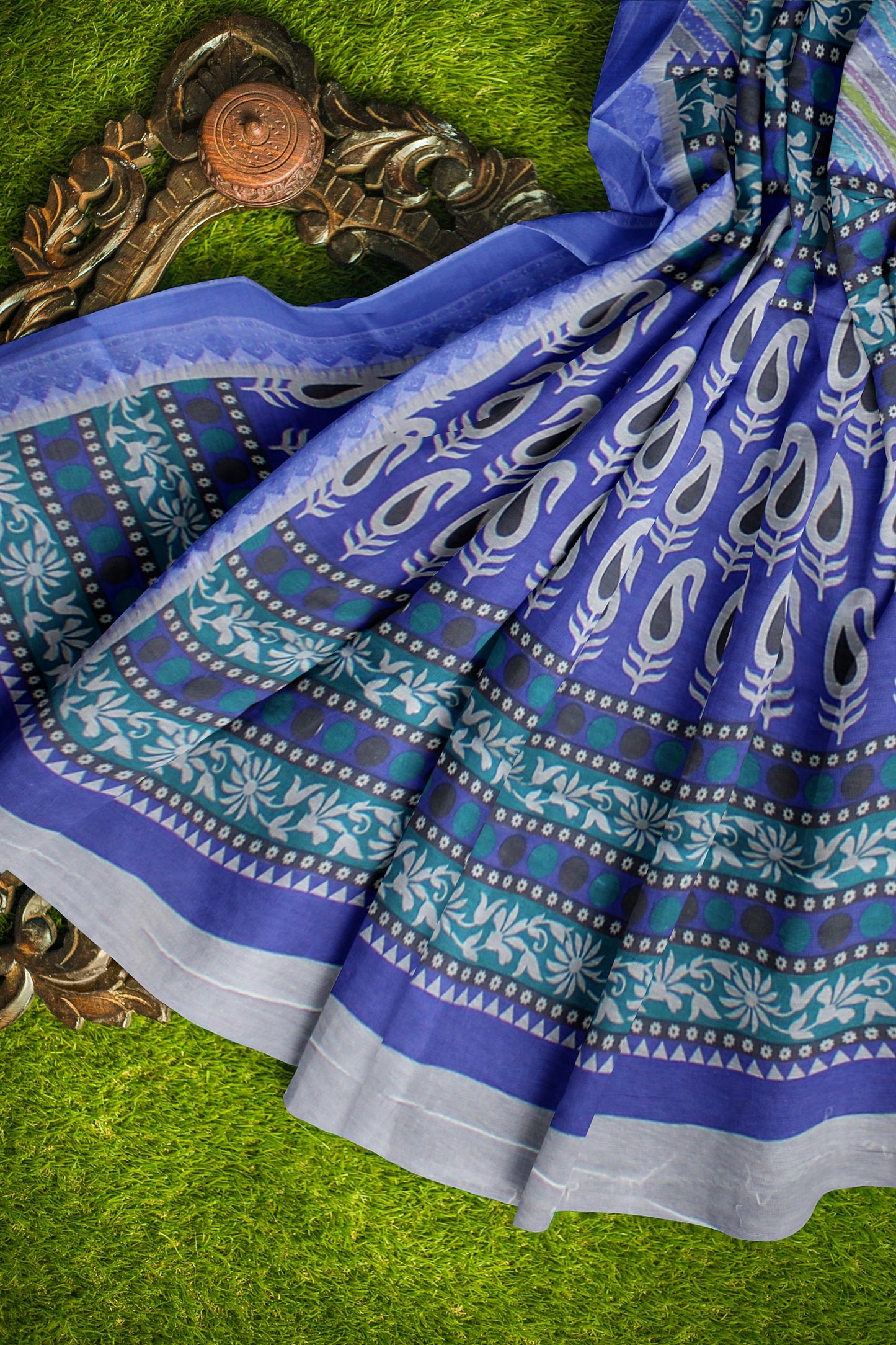 Elegant Women's Printed Cotton Saree with Unstitched Blouse