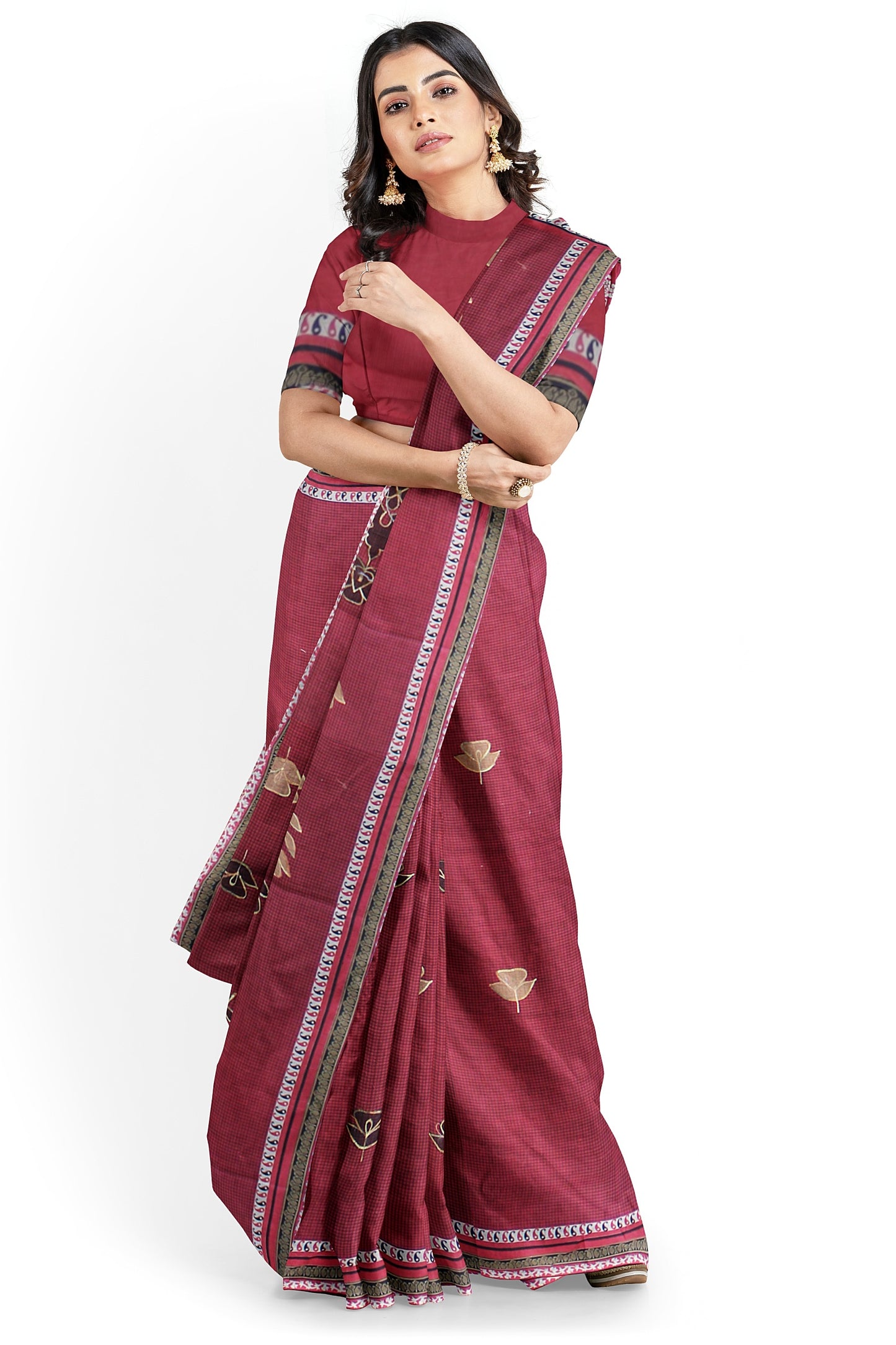 Elegant Women's Printed Cotton Saree with Unstitched Blouse