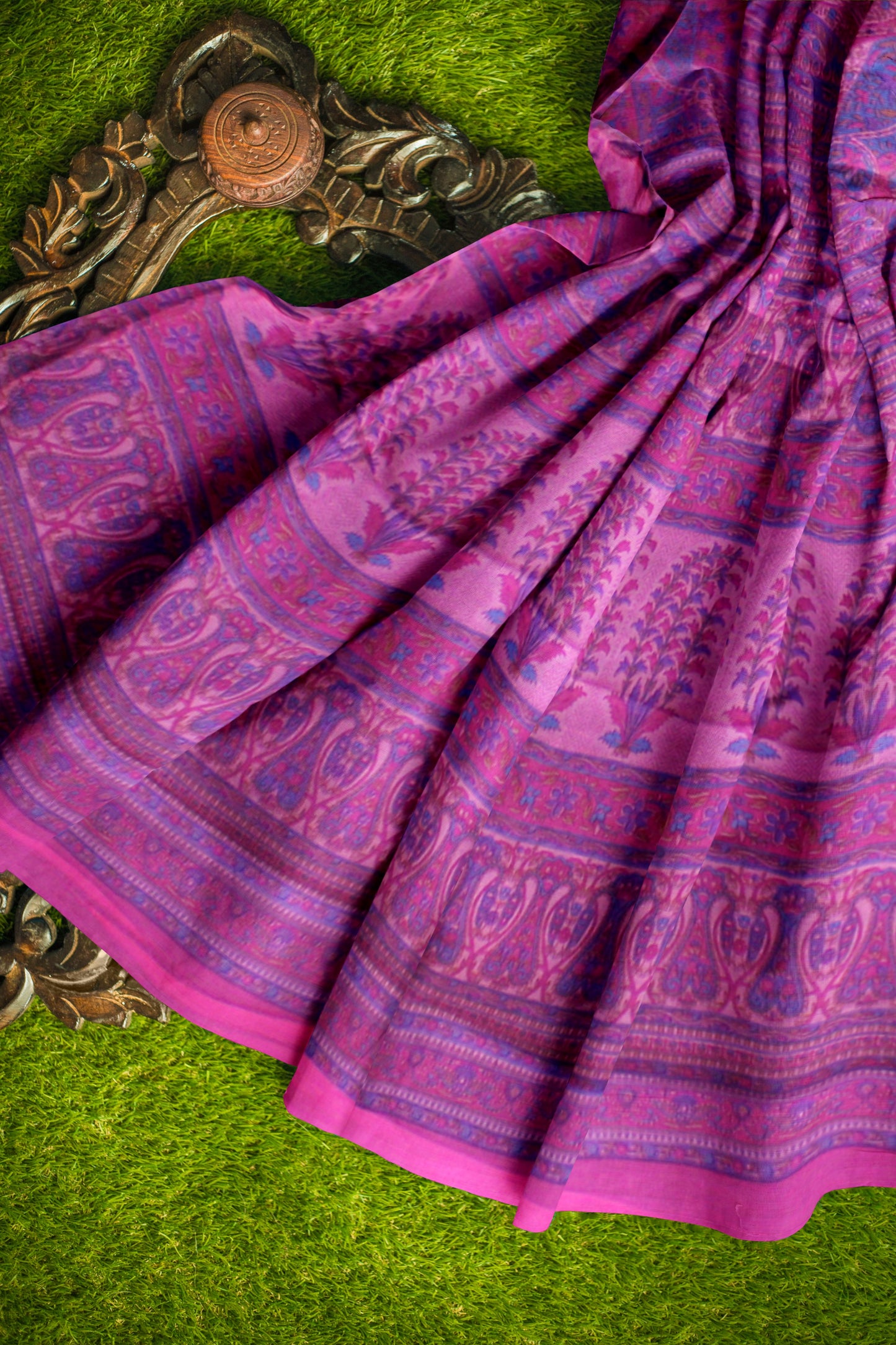 Cotton Printed Saree with Traditional Motifs