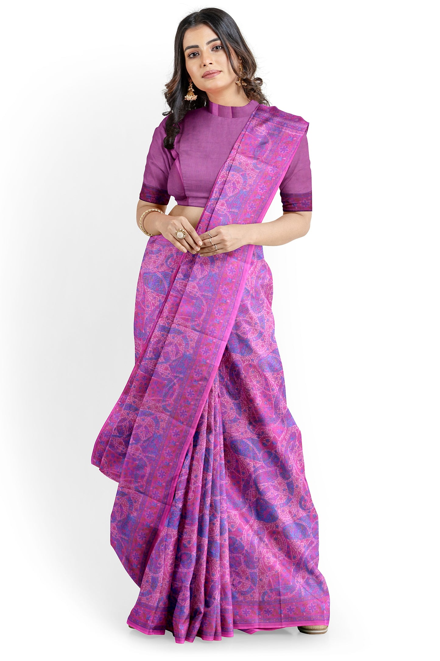 Cotton Printed Saree with Traditional Motifs