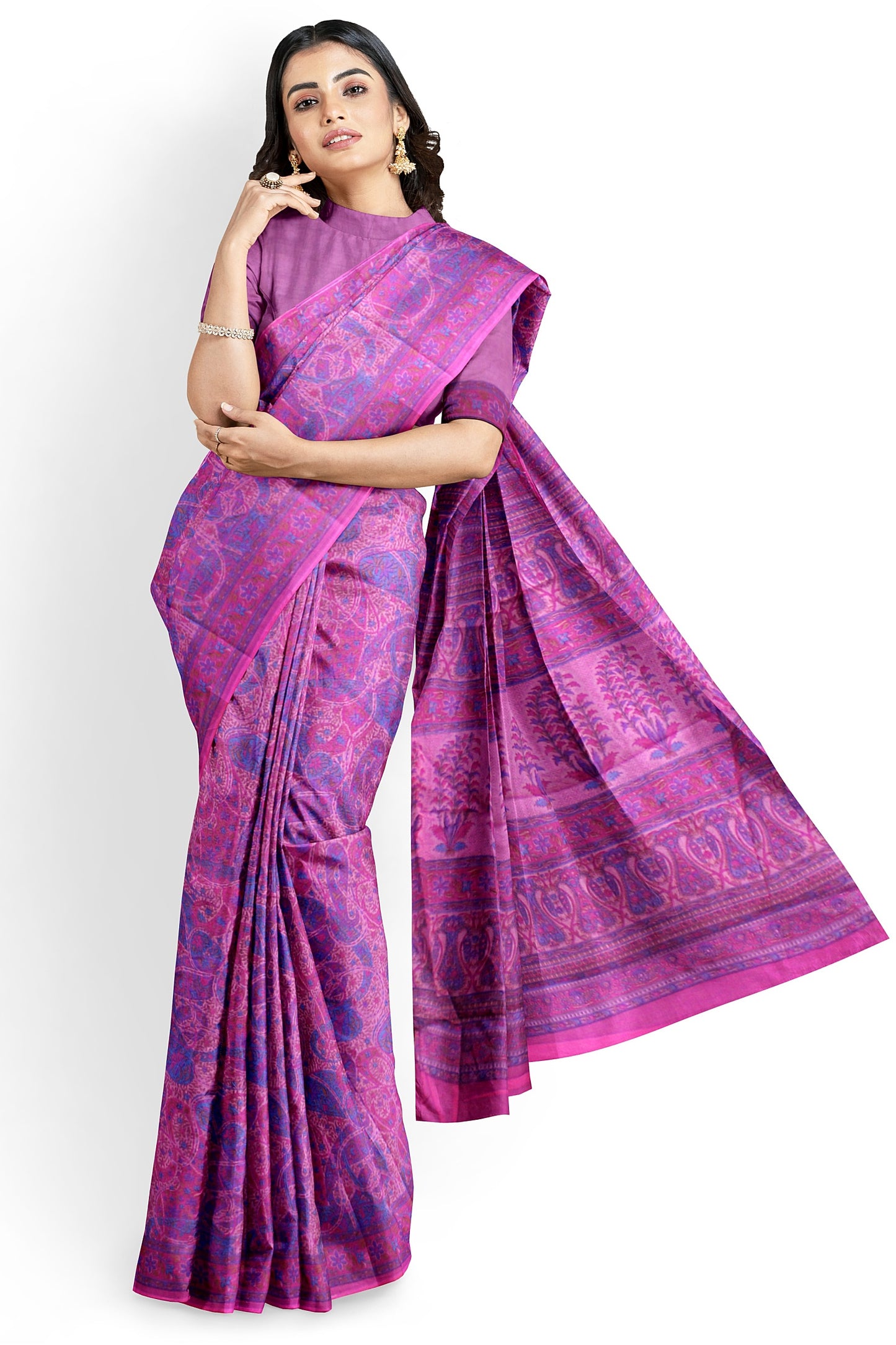 Cotton Printed Saree with Traditional Motifs