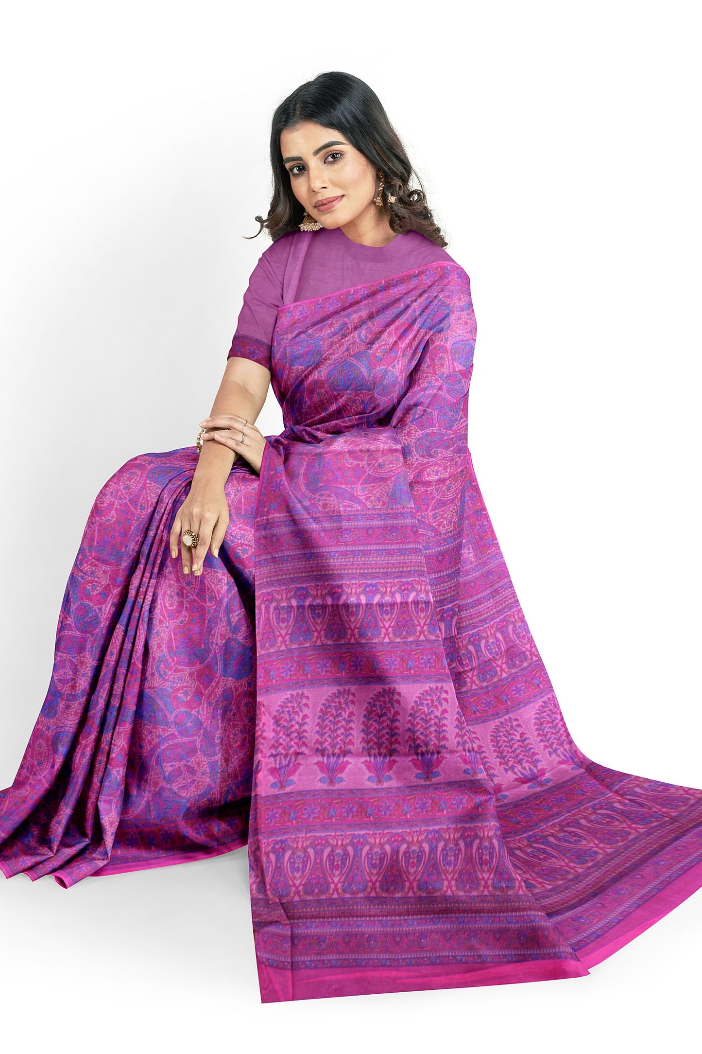 Cotton Printed Saree with Traditional Motifs