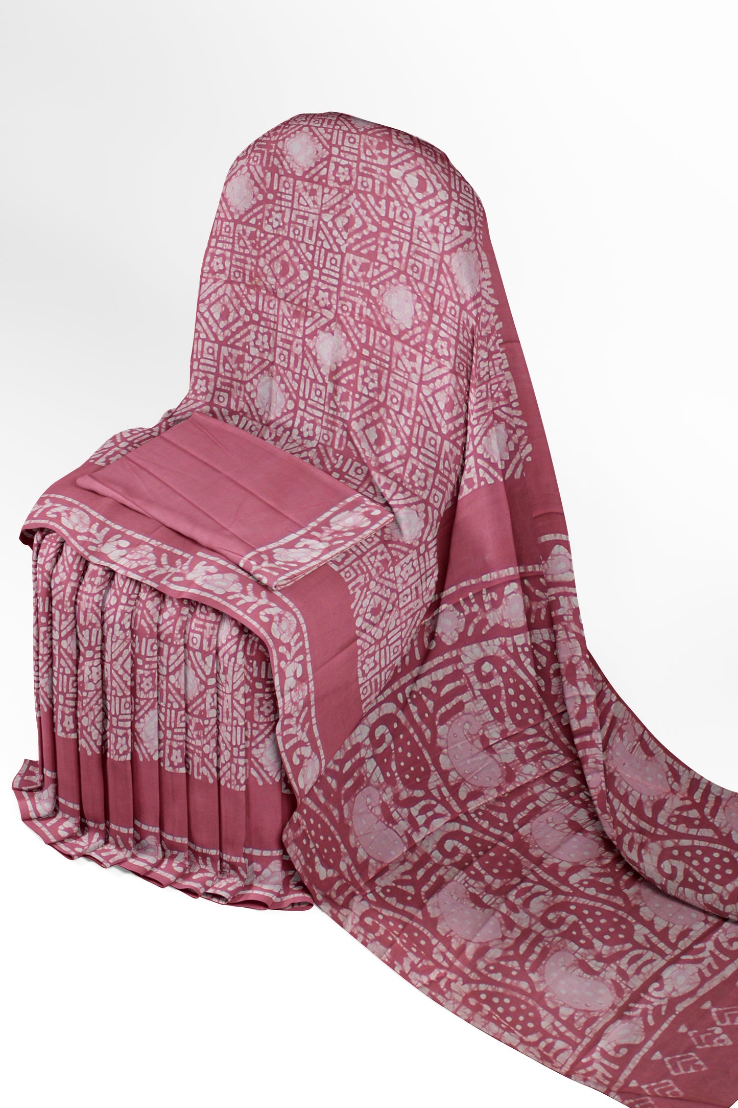Cotton Batik Printed Saree With Unstitched Blouse Piece